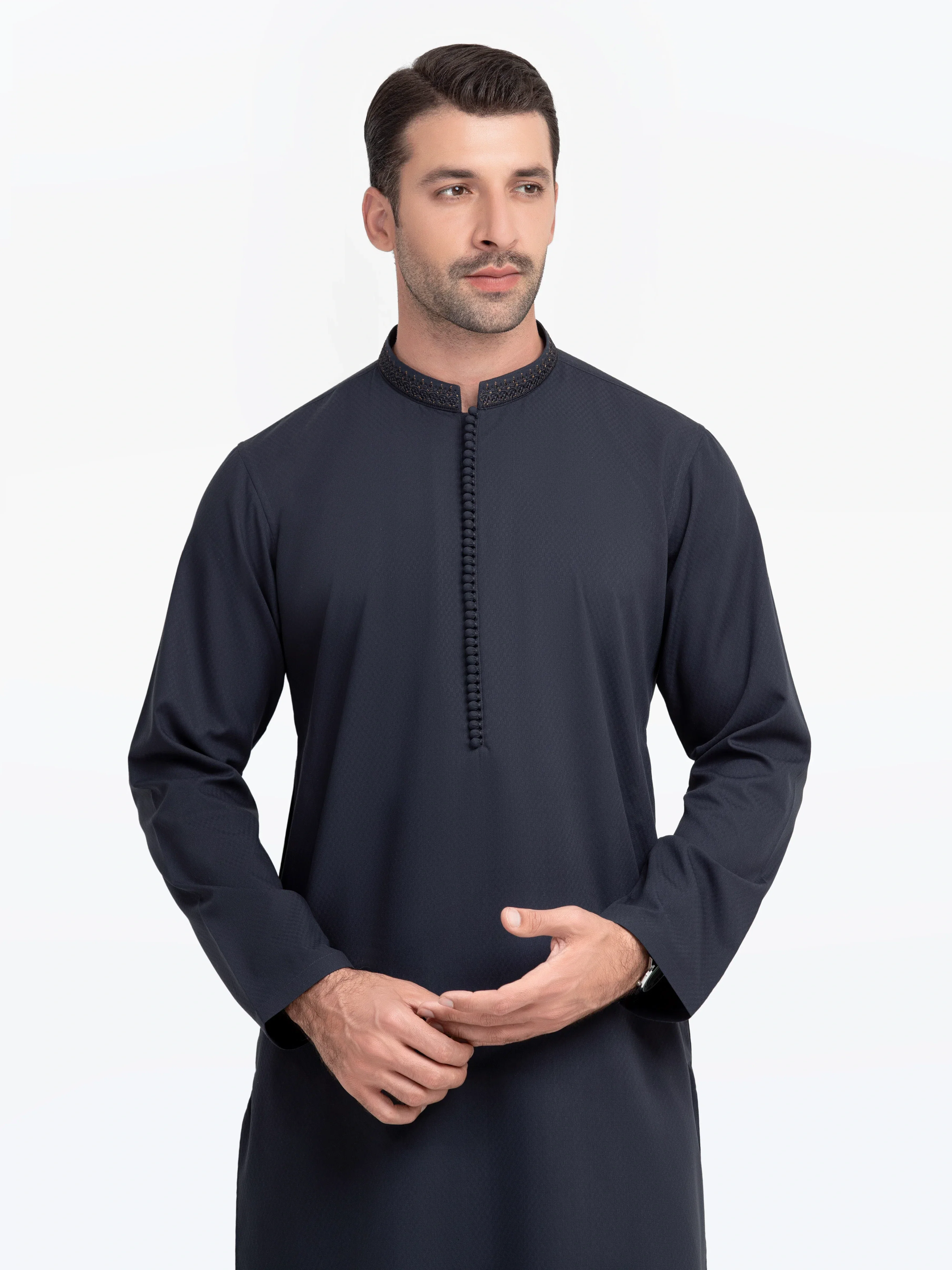 Embroidered Dobby Kurta - EMTK5-99545 - Image 2