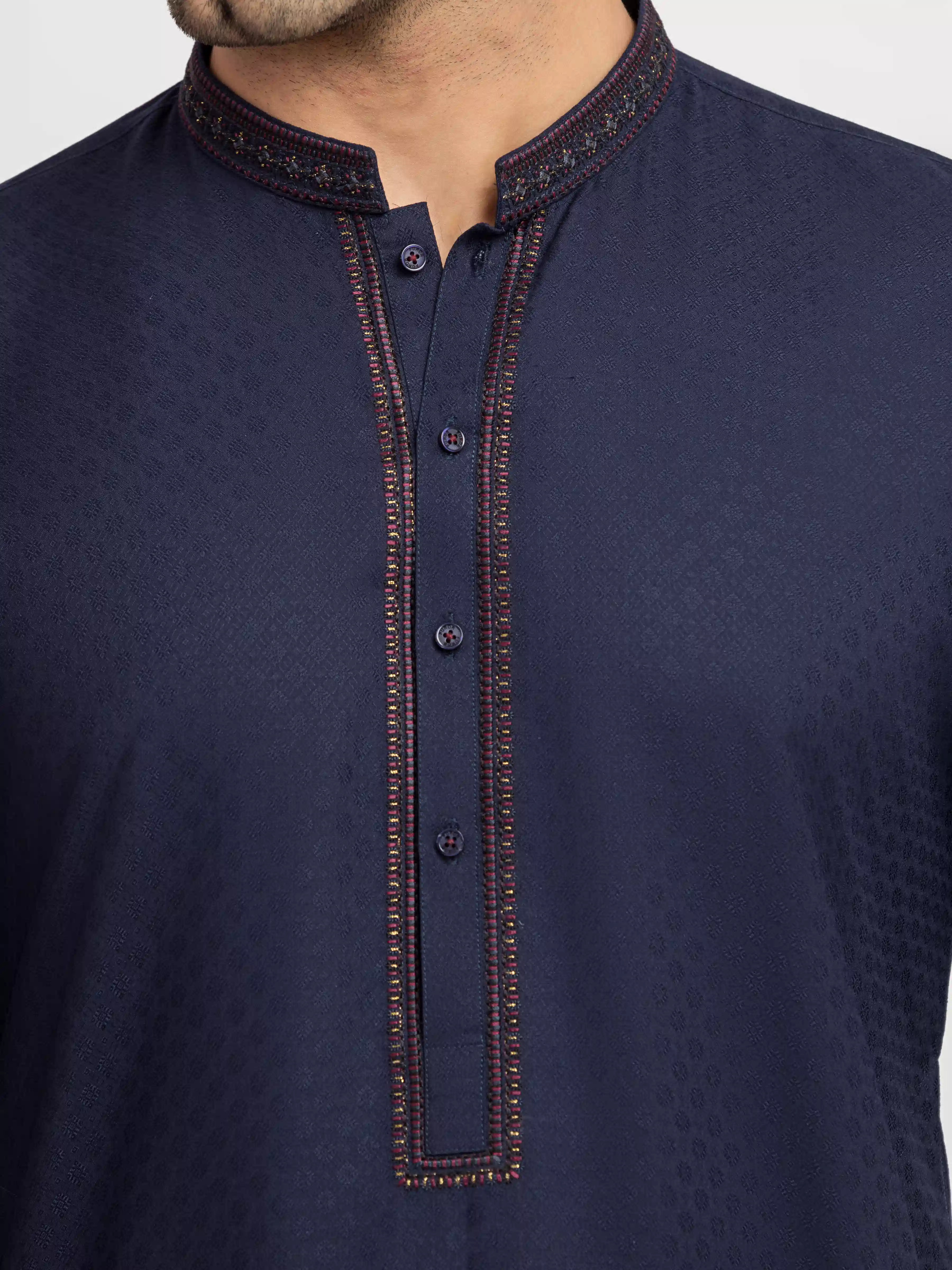 Embroidered Jacquard Kurta - EMTK5-99629 - Image 3