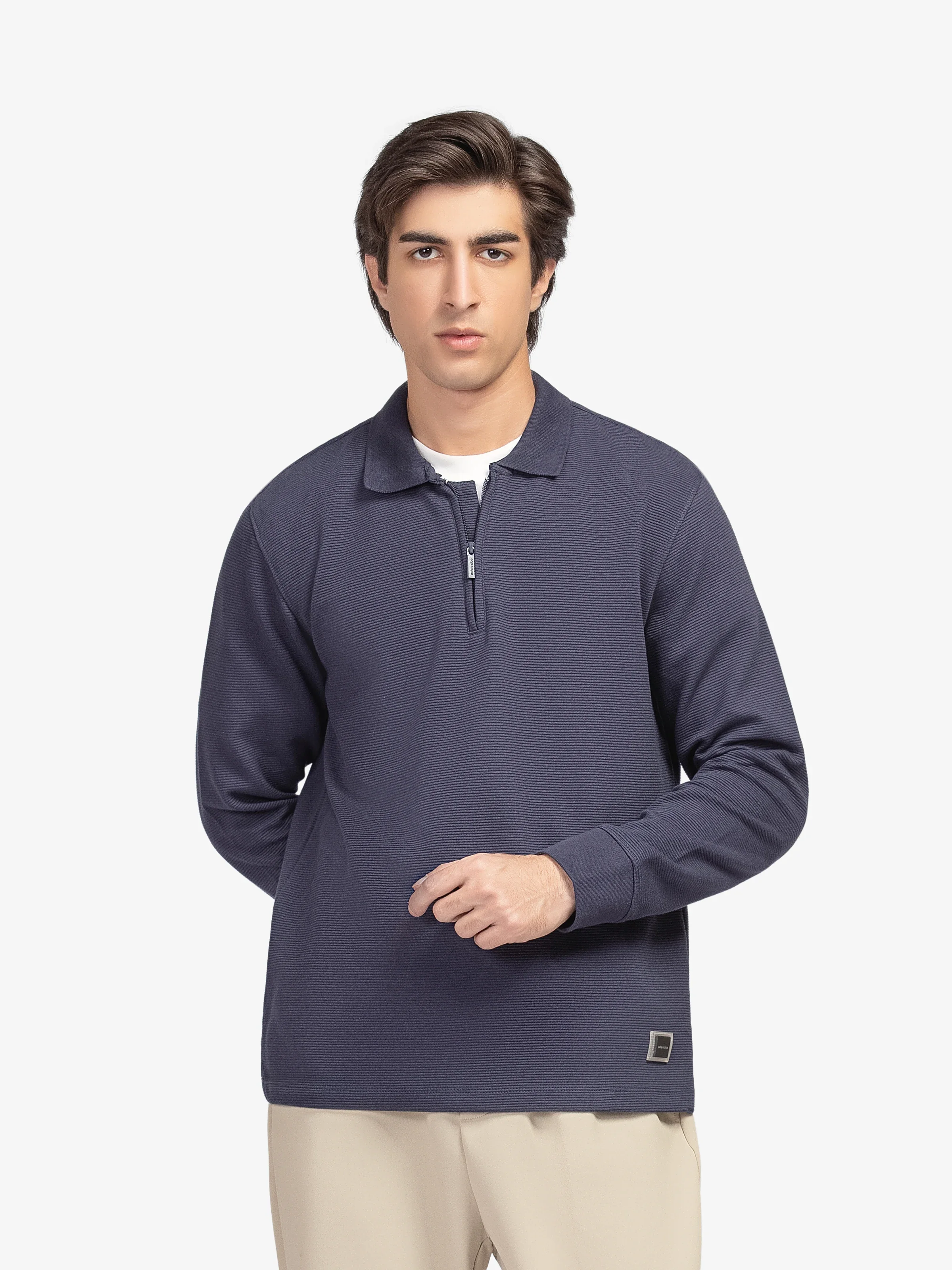 Full Sleeves Zipper Polo - EMTPFS5-006