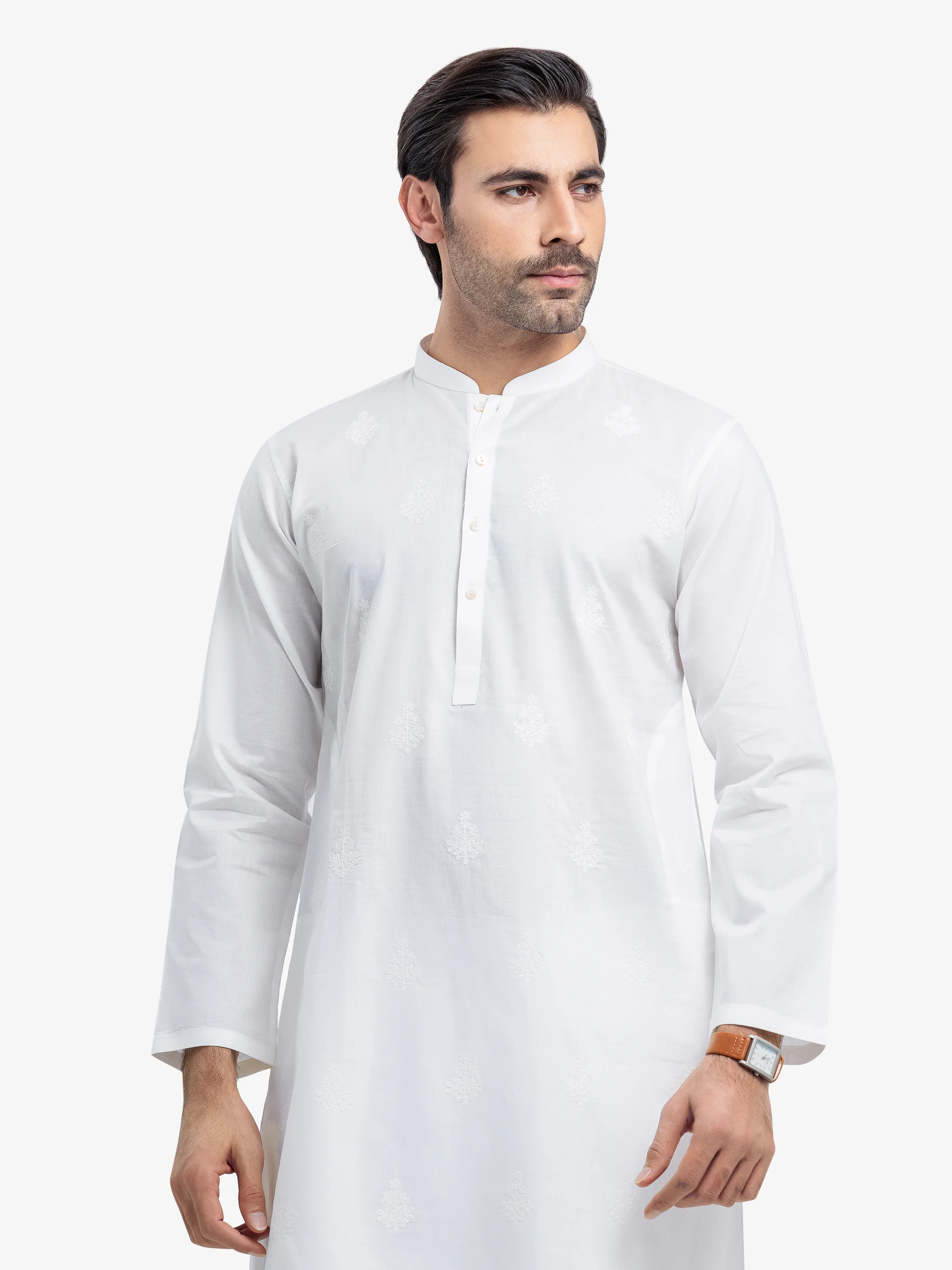 Embroidered Cotton Kurta - EMTK25S-99490 - Image 3