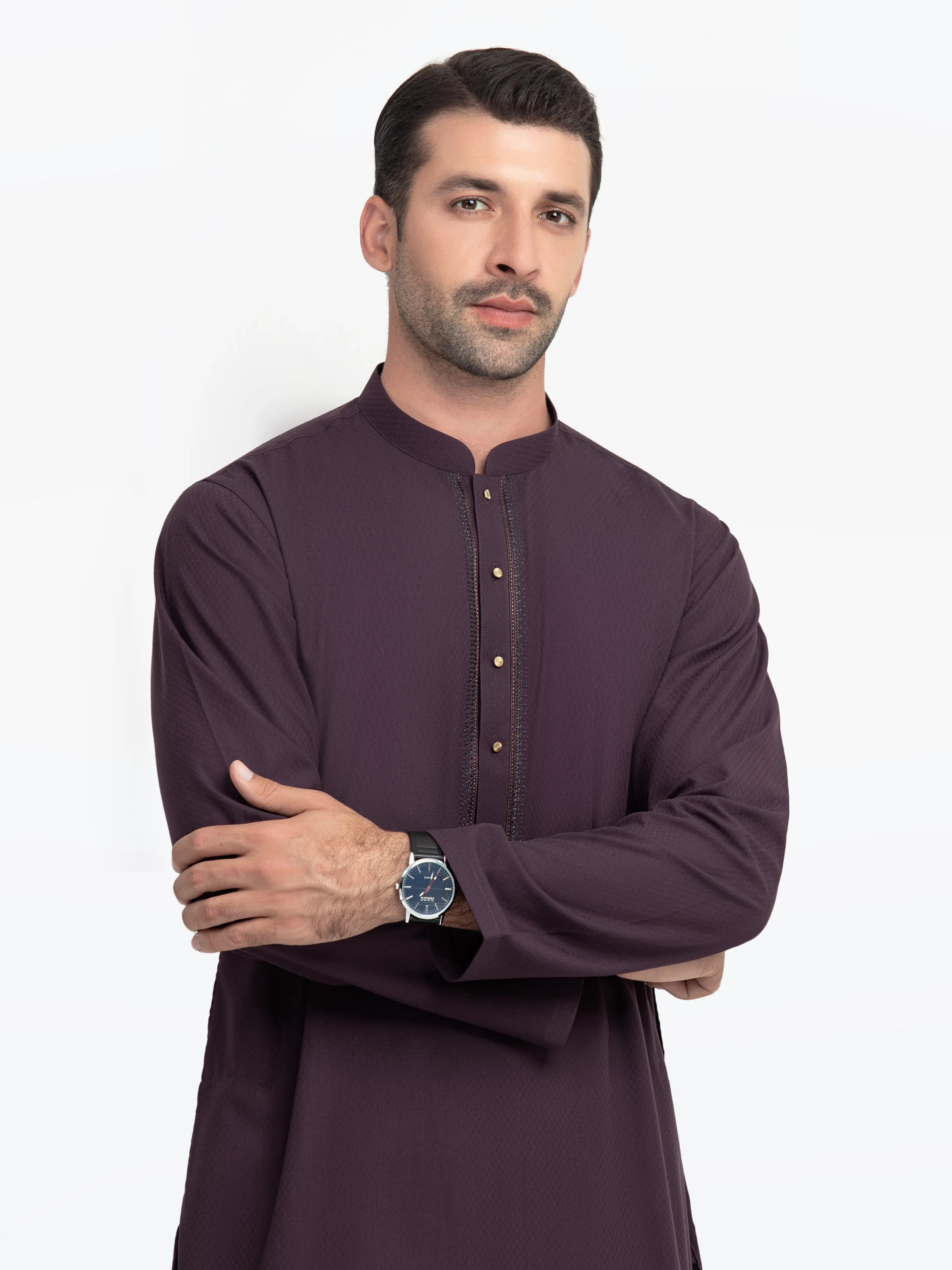 Embroidered Dobby Kurta - EMTK5-99542 - Image 2