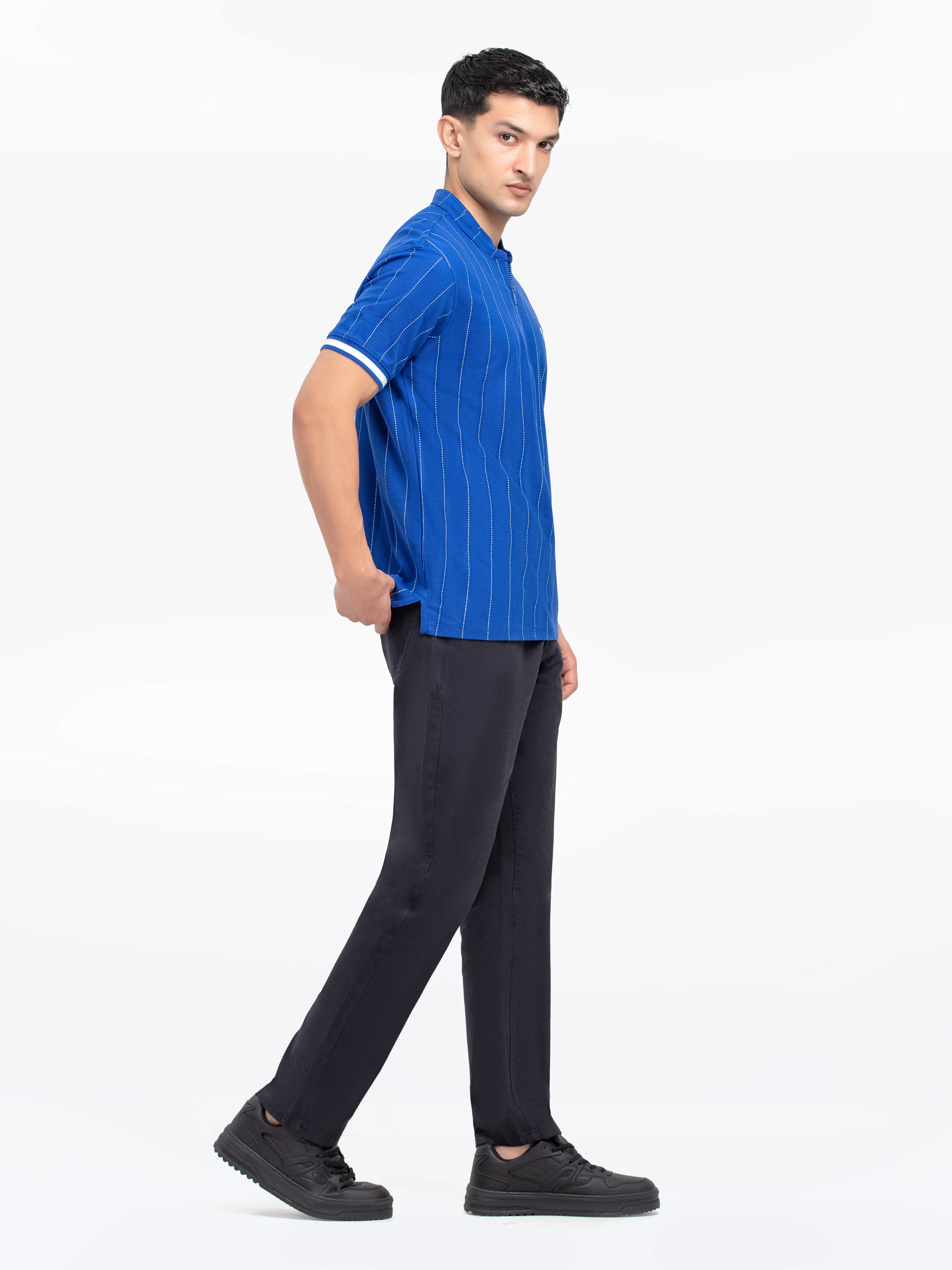 Striped Zipper Polo - EMTPS24-044 - Image 4