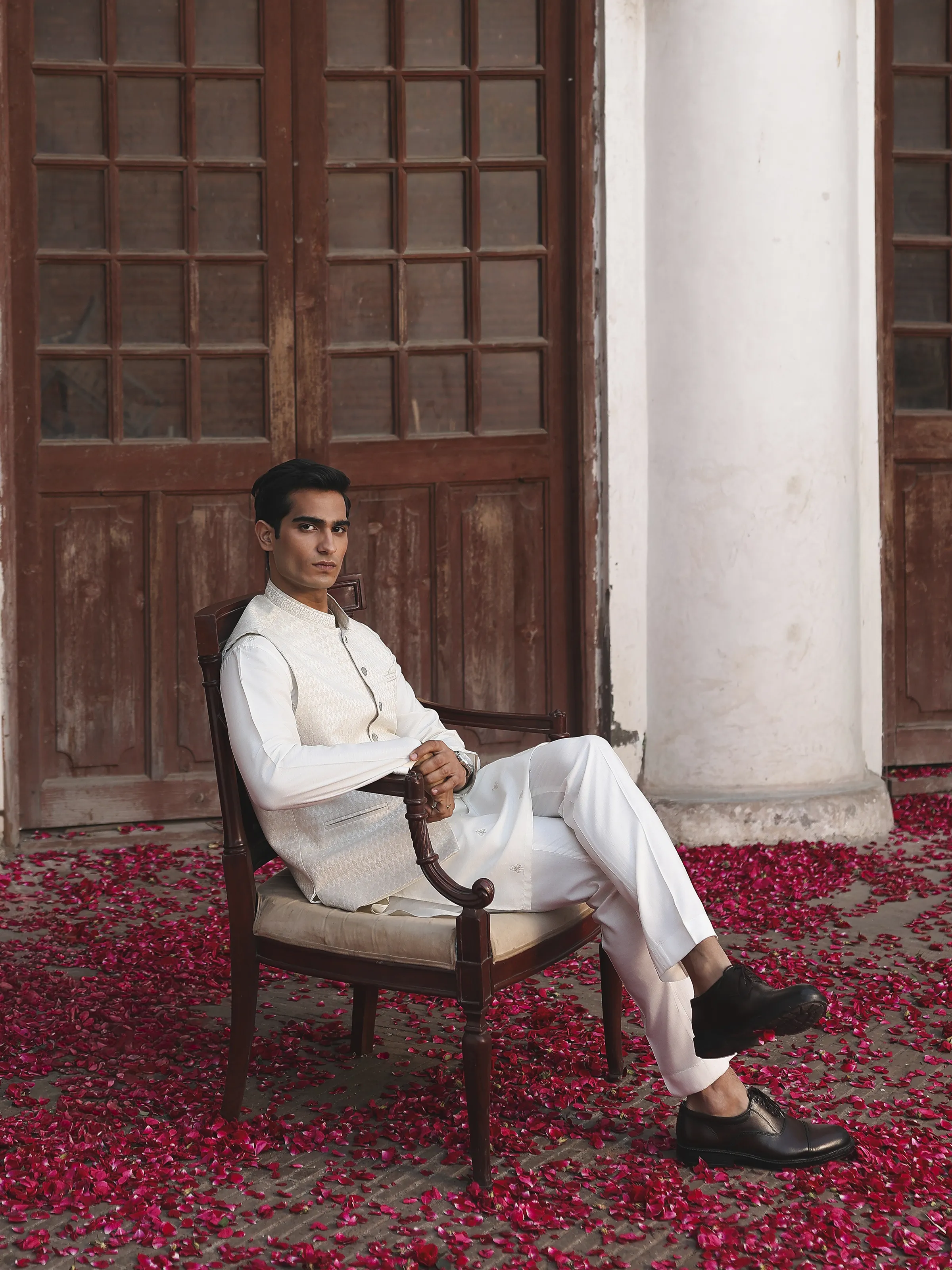 Embroidered Blended Waistcoat Suit - EMTWCSC5-013 - Image 5