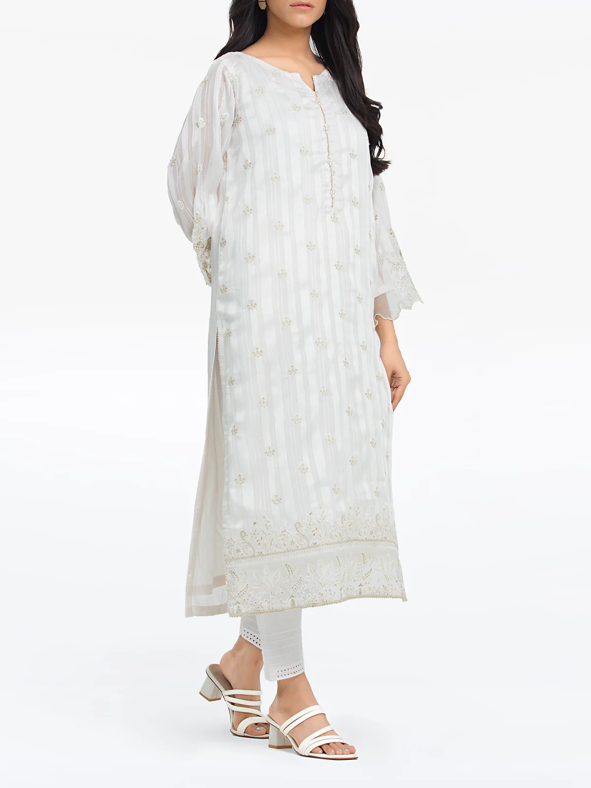 Embroidered Chiffon Shirt - EWTPLE24-00012S - Image 3