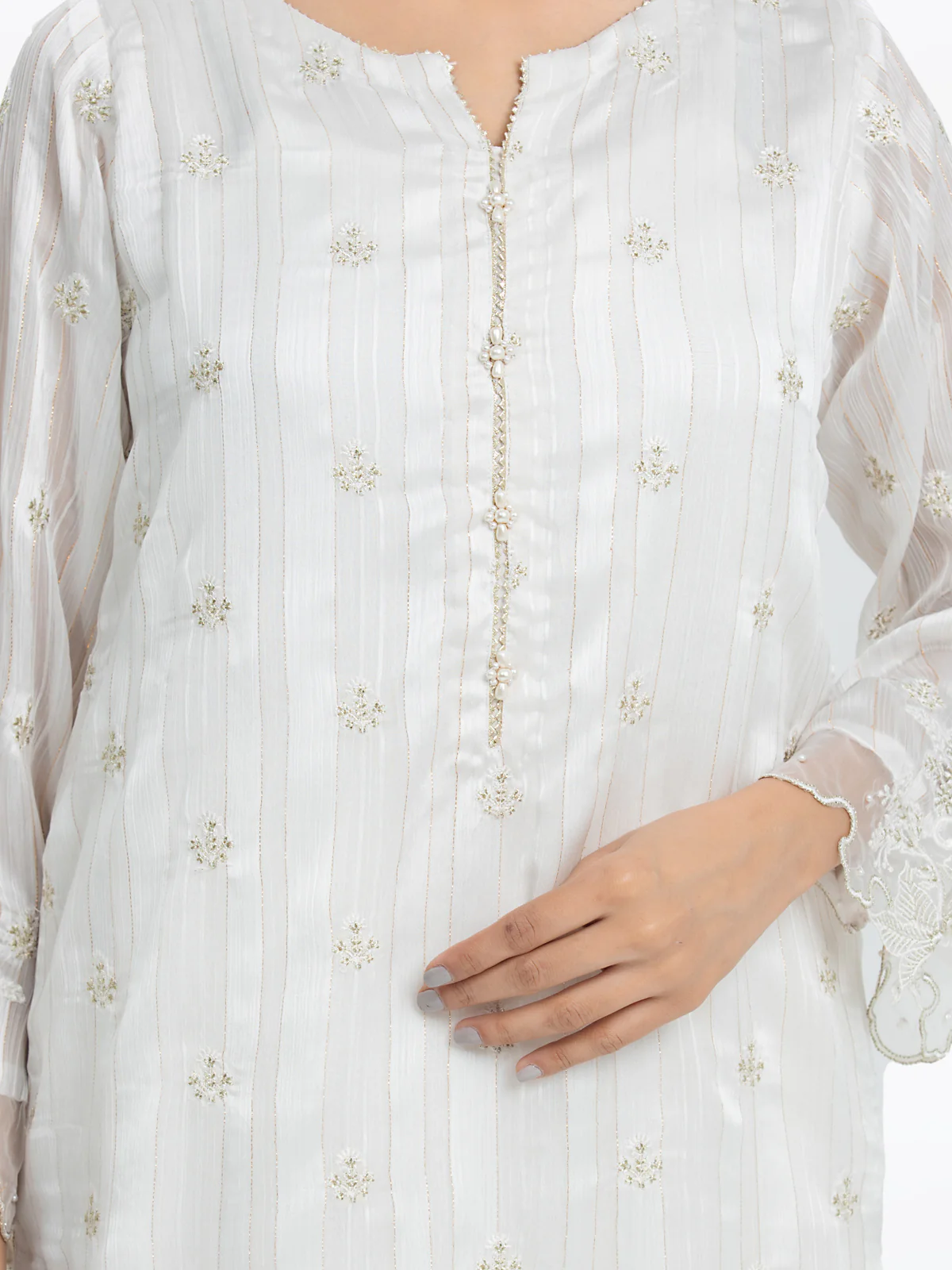 Embroidered Chiffon Shirt - EWTPLE24-00012S - Image 4