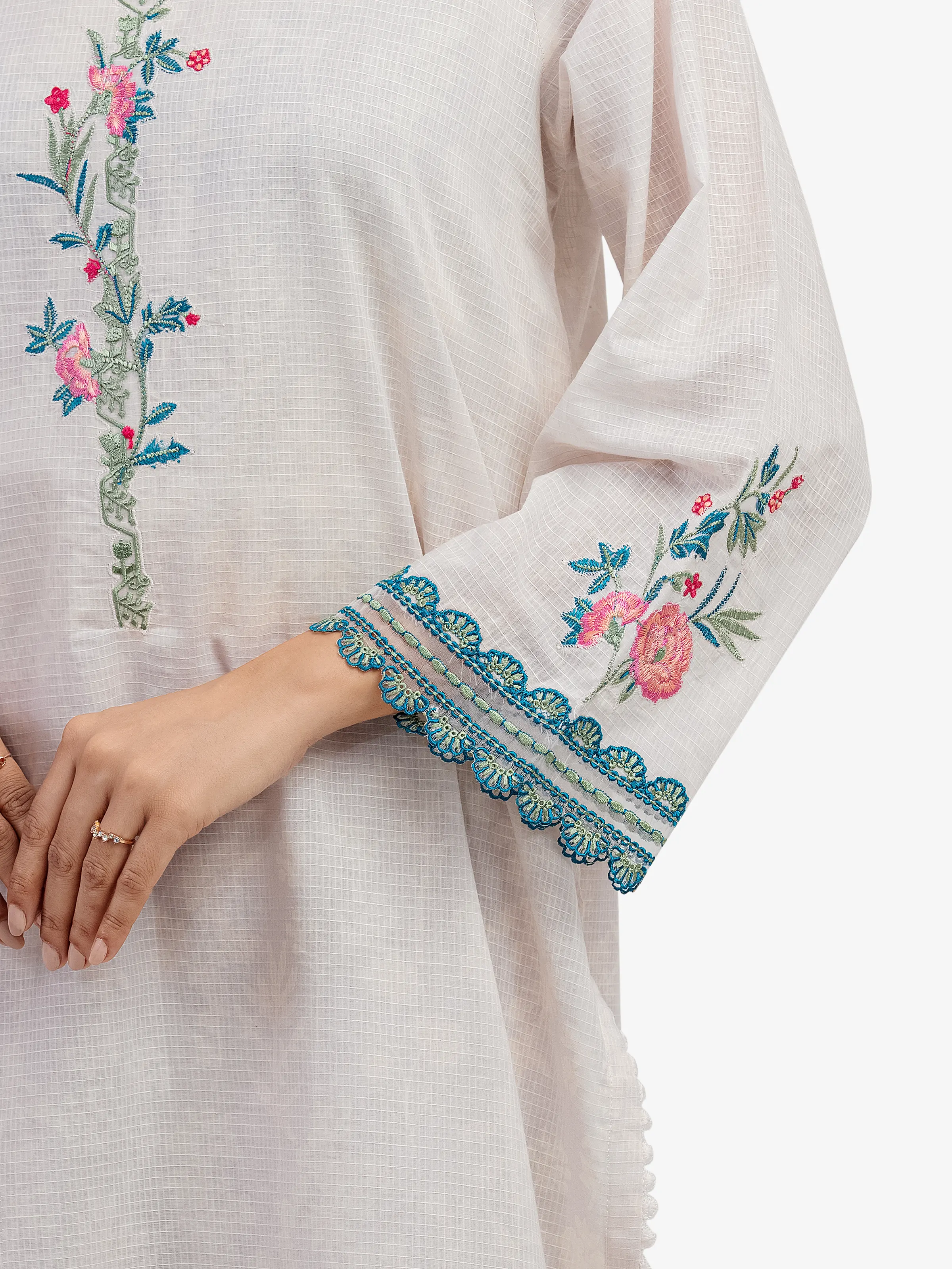 Embroidered Lawn Slub Shirt - EWTKE5-81675S - Image 3
