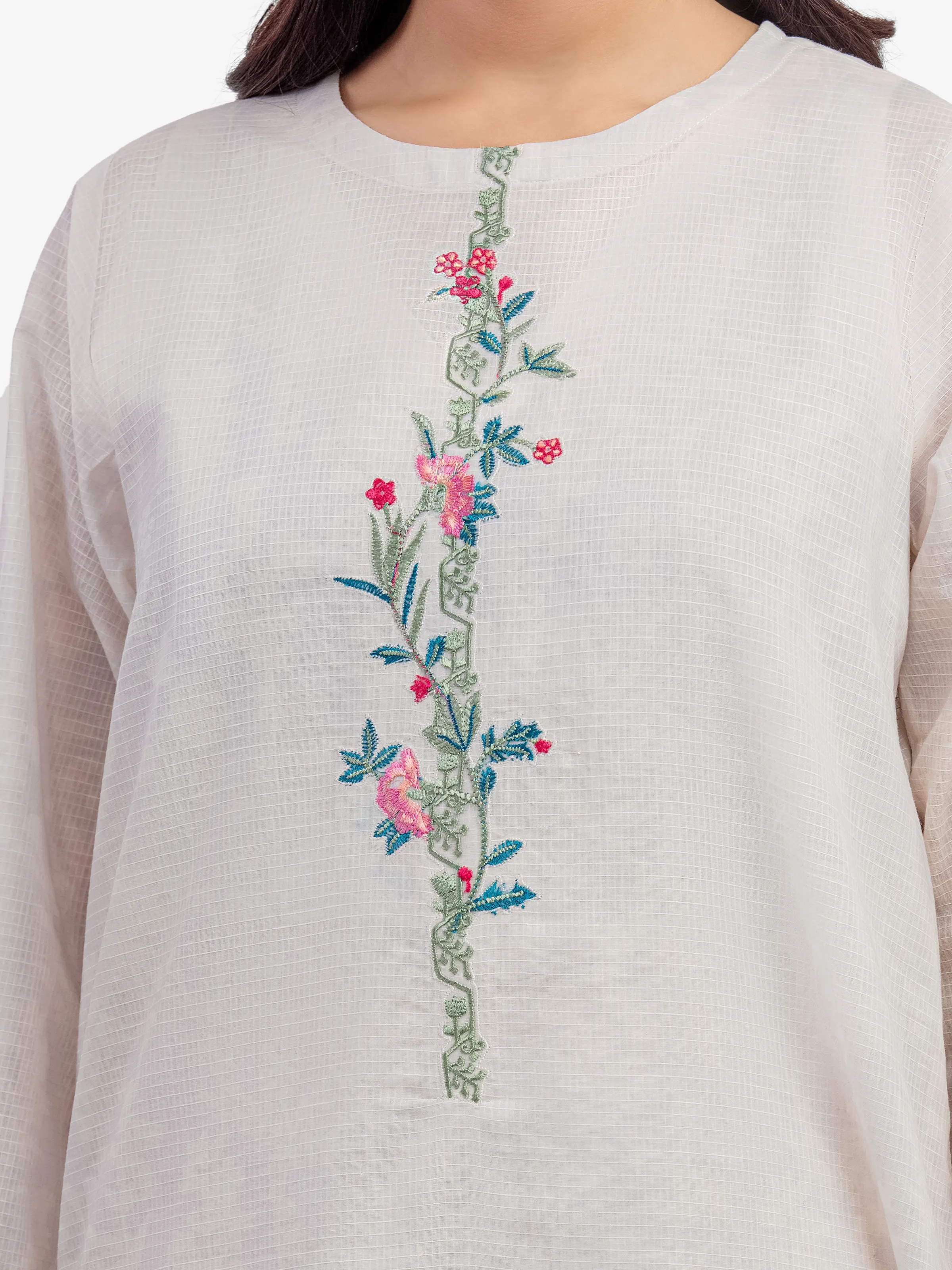Embroidered Lawn Slub Shirt - EWTKE5-81675S - Image 4