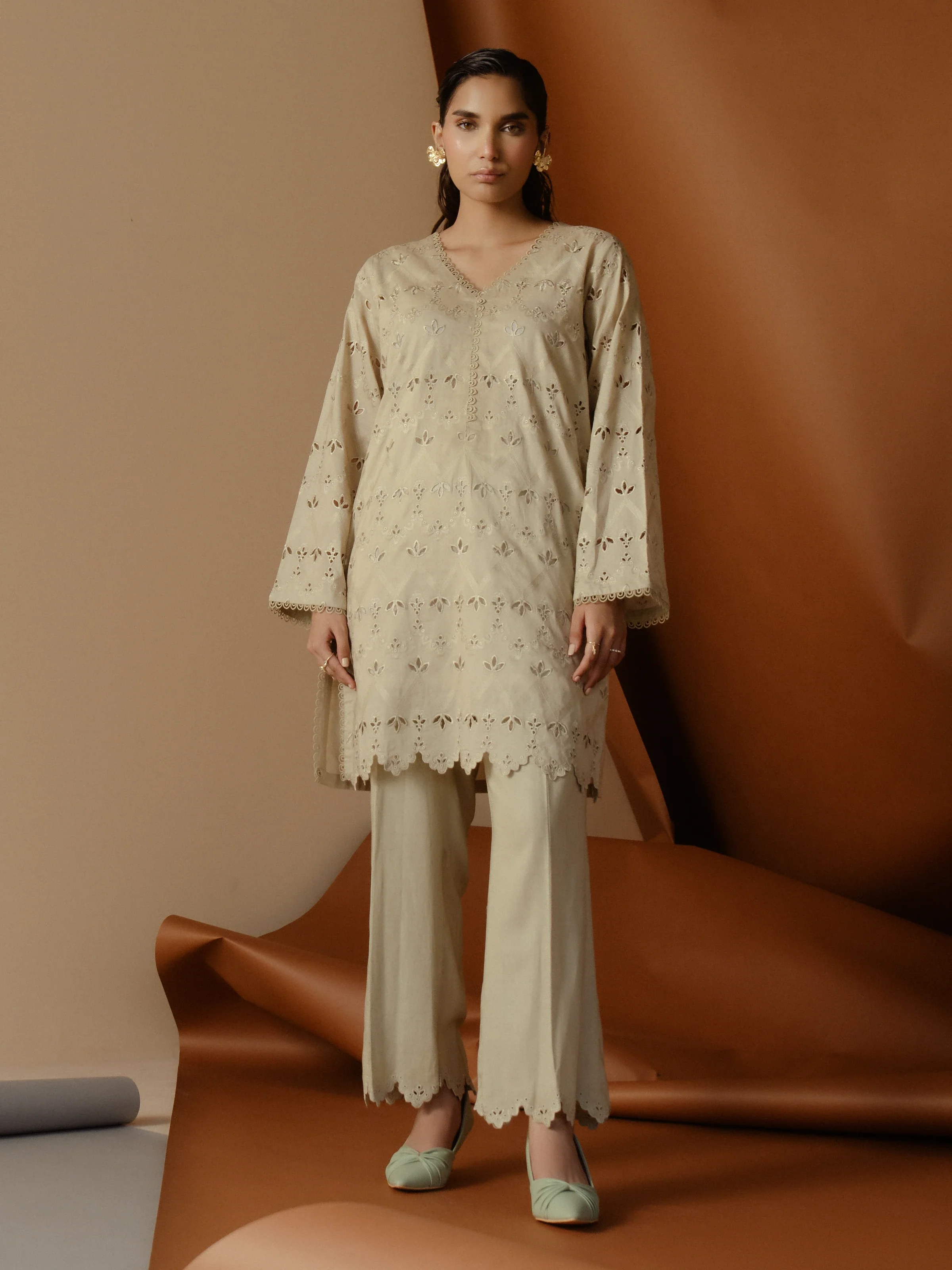 Embroidered Cambric Shirt Trouser - EWTKE24-81193ST