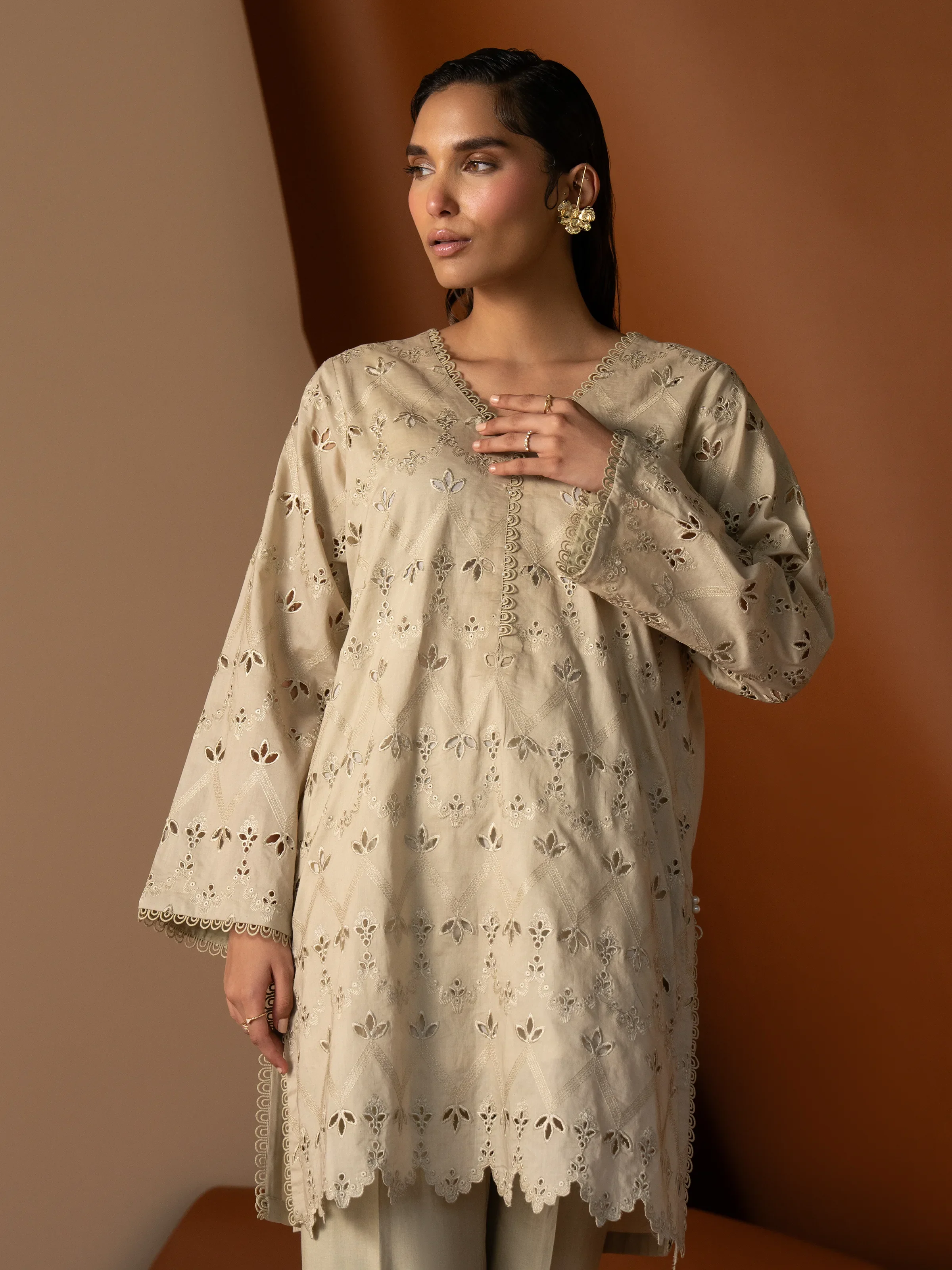 Embroidered Cambric Shirt Trouser - EWTKE24-81193ST - Image 3