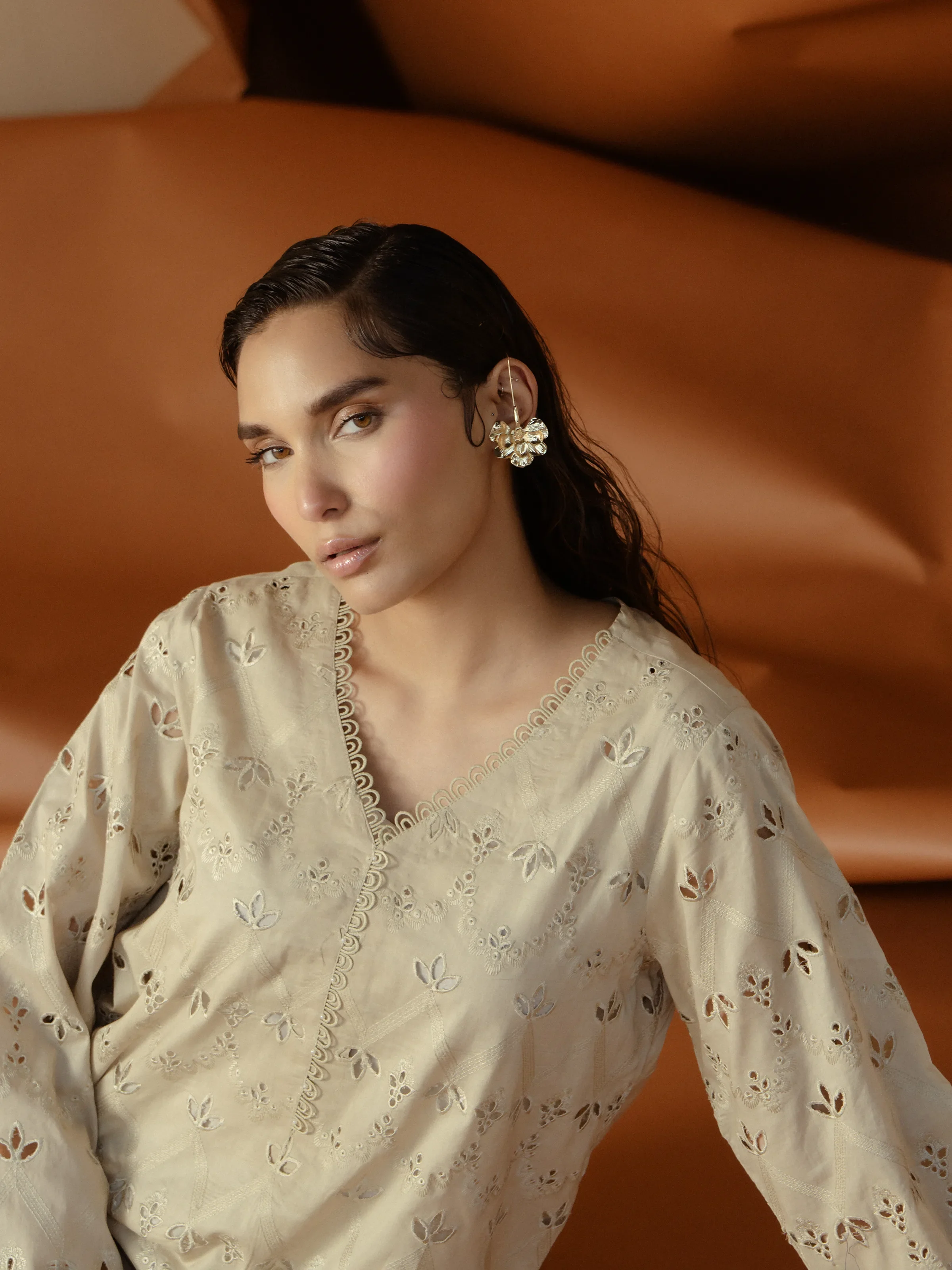 Embroidered Cambric Shirt Trouser - EWTKE24-81193ST - Image 5
