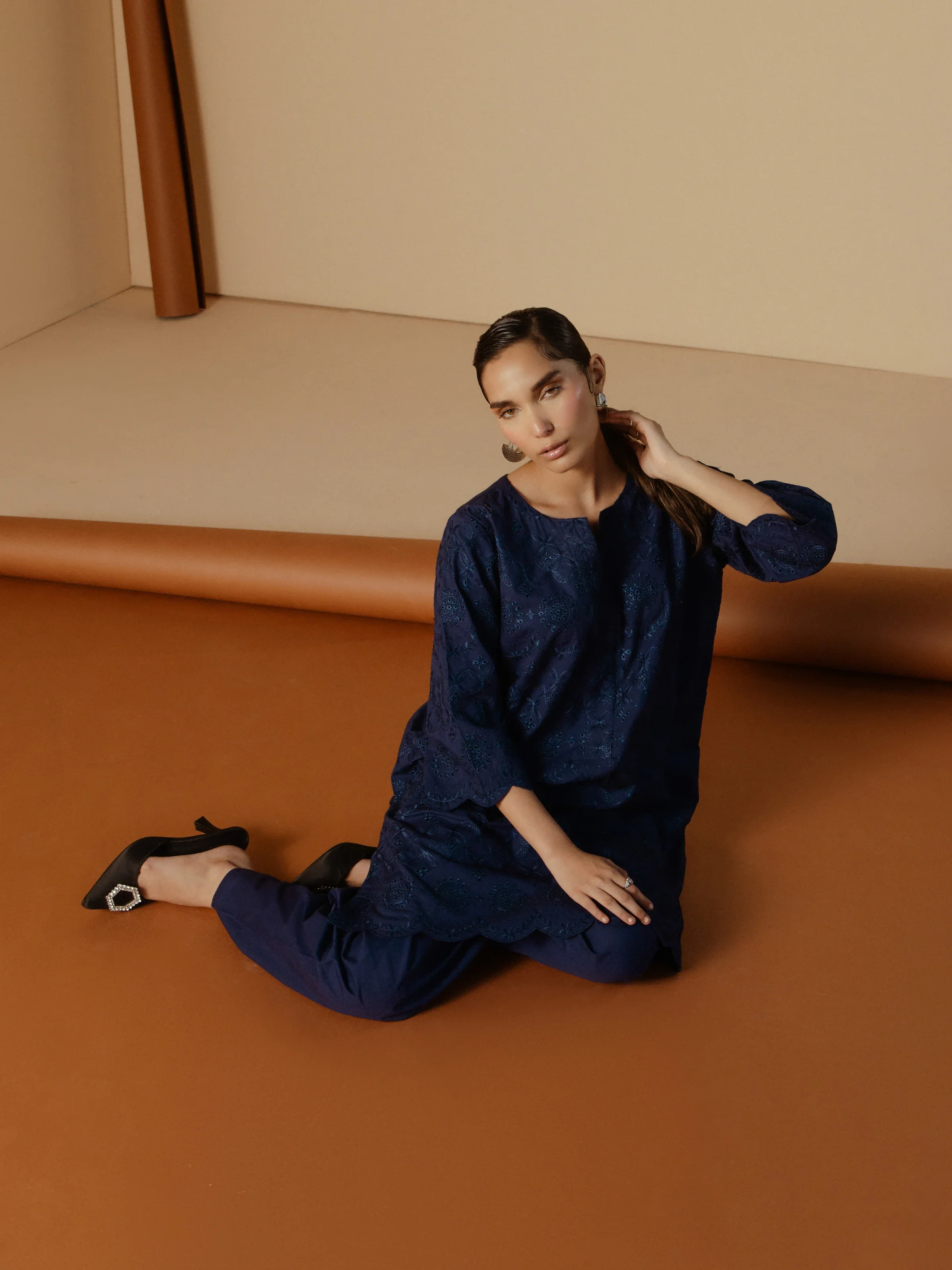 Embroidered Cambric Shirt Trouser - EWTKE24-81196ST - Image 3