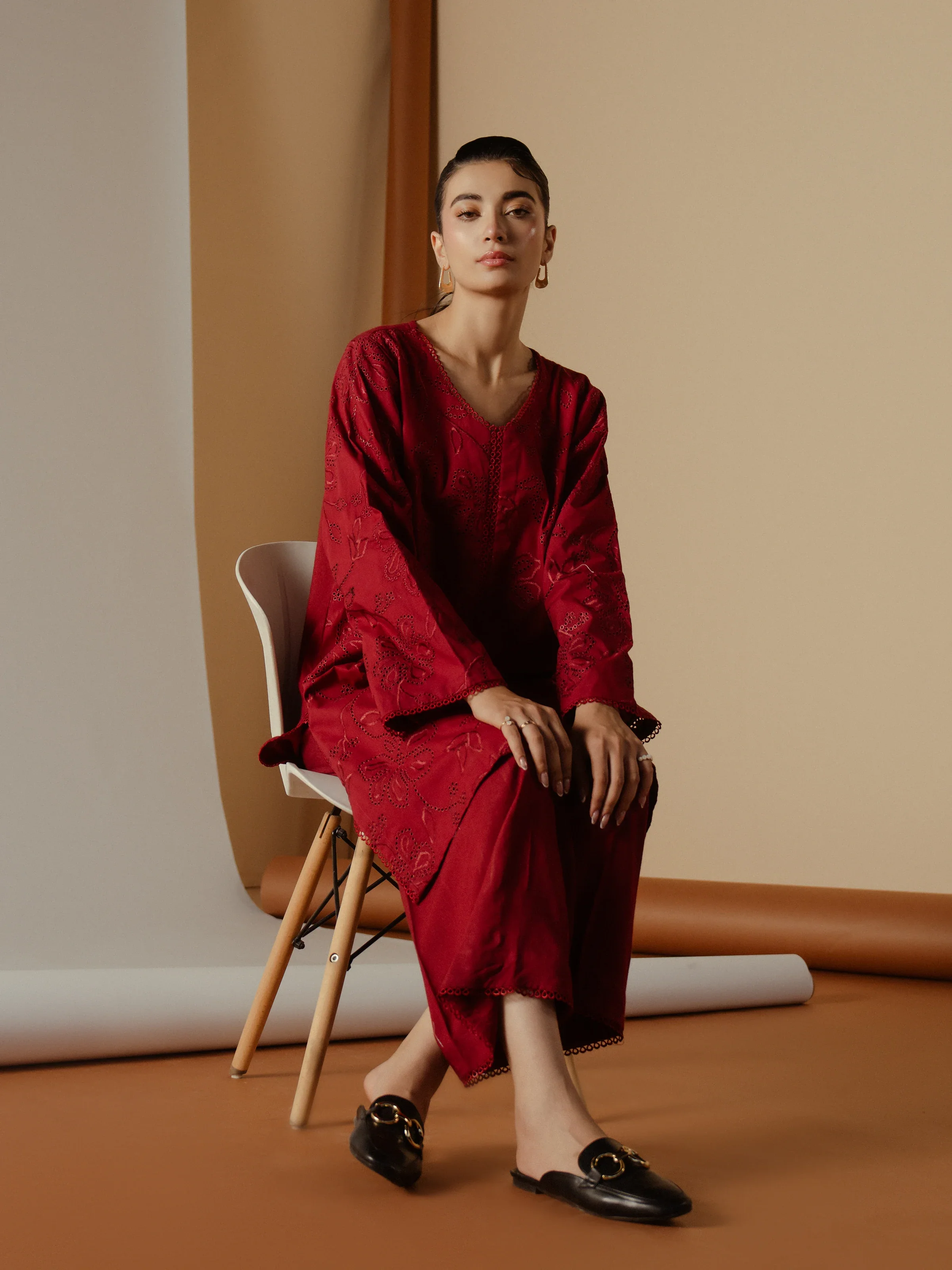 Embroidered Cambric Shirt Trouser - EWTKE24-81199ST - Image 4