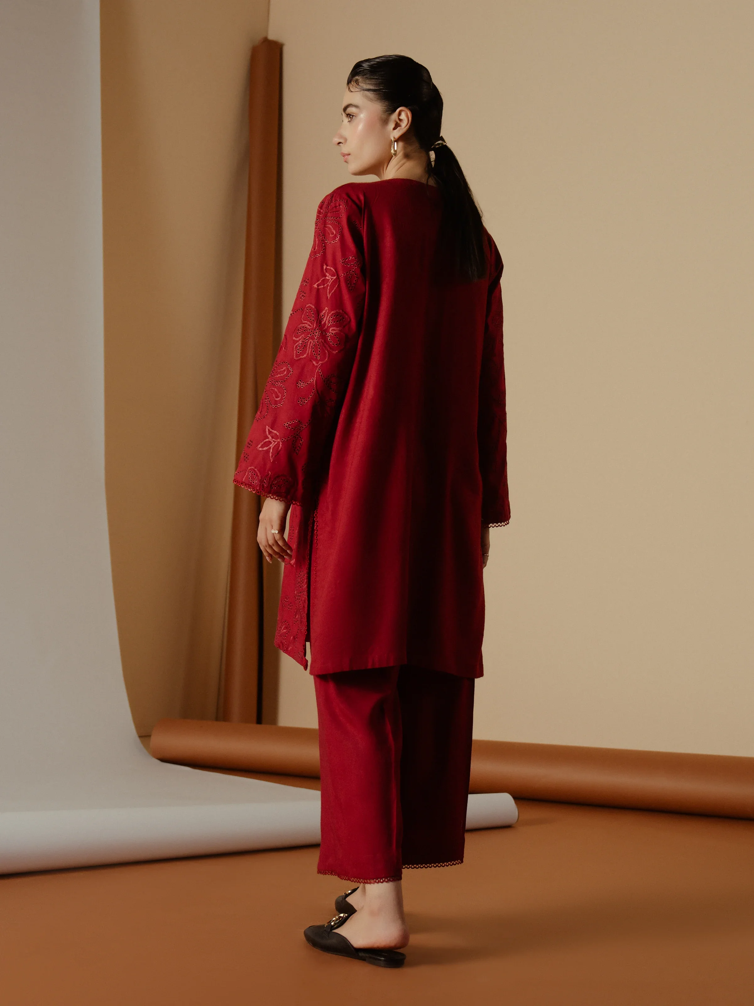 Embroidered Cambric Shirt Trouser - EWTKE24-81199ST - Image 7