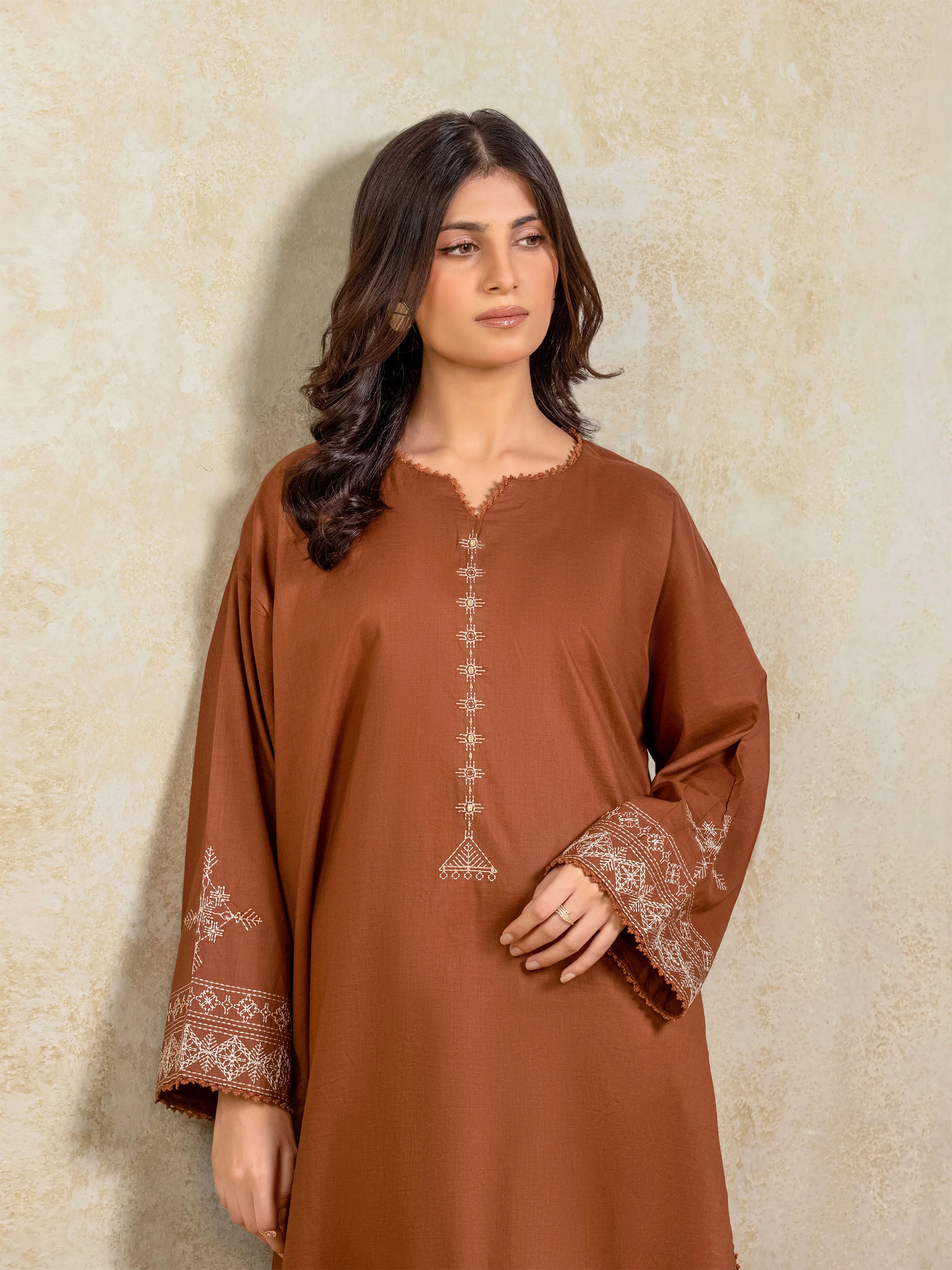 Embroidered Cambric Shirt Trouser - EWTKE25-81602ST - Image 2