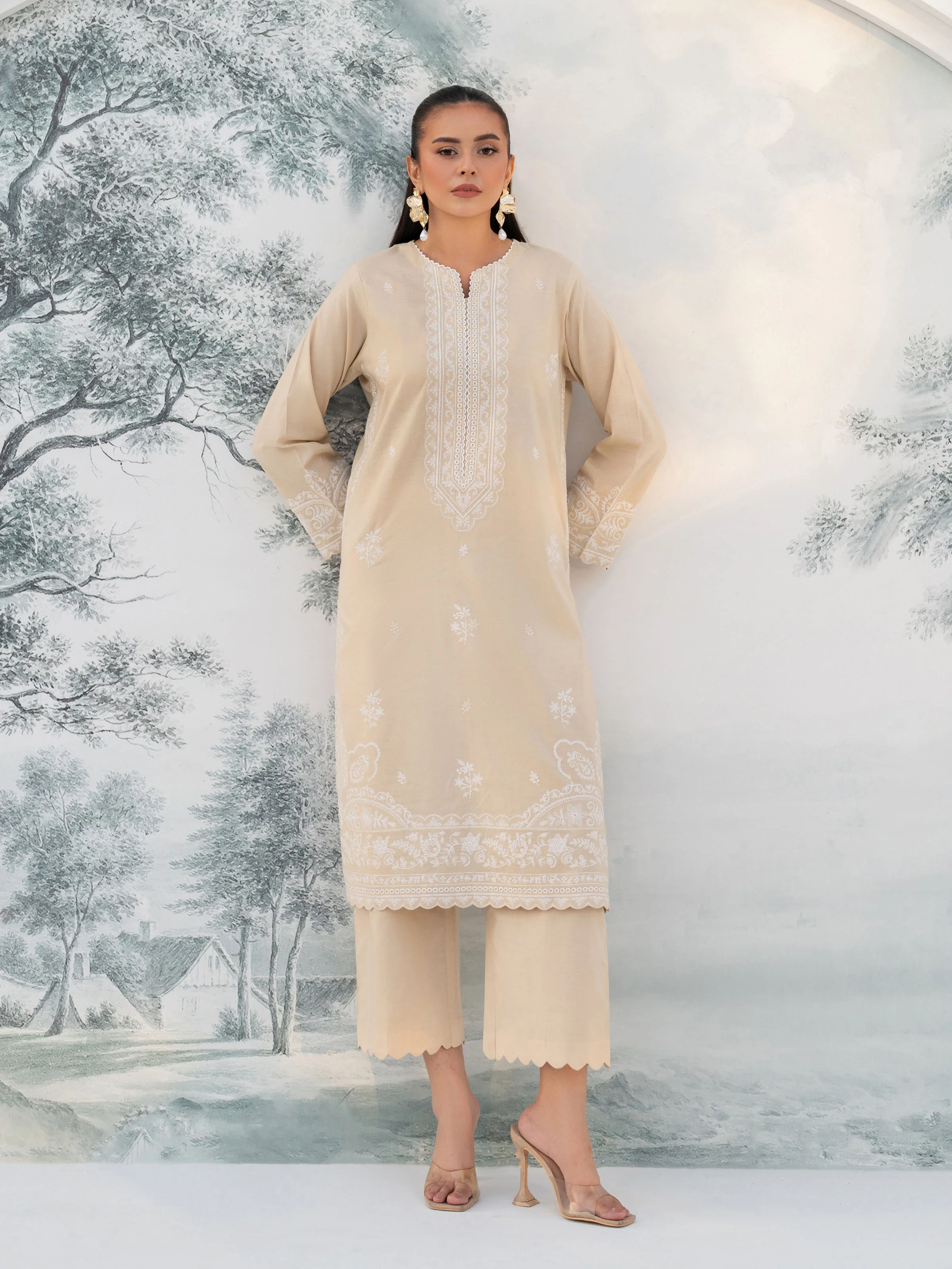 Embroidered Cambric Shirt Trouser - EWTKE5-81096ST