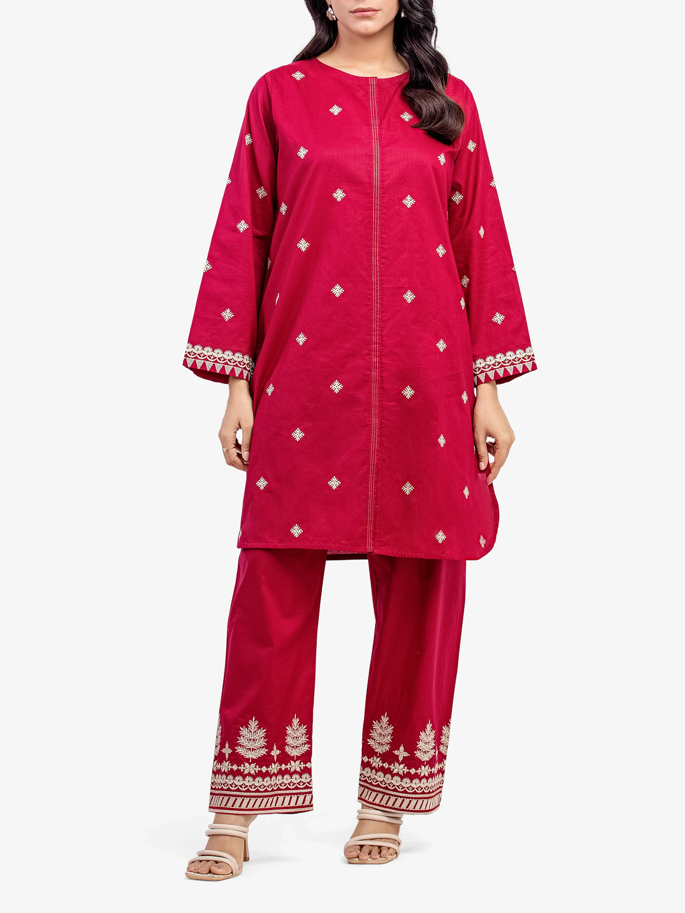 Embroidered Cambric Shirt Trouser - EWTKE5-81621ST