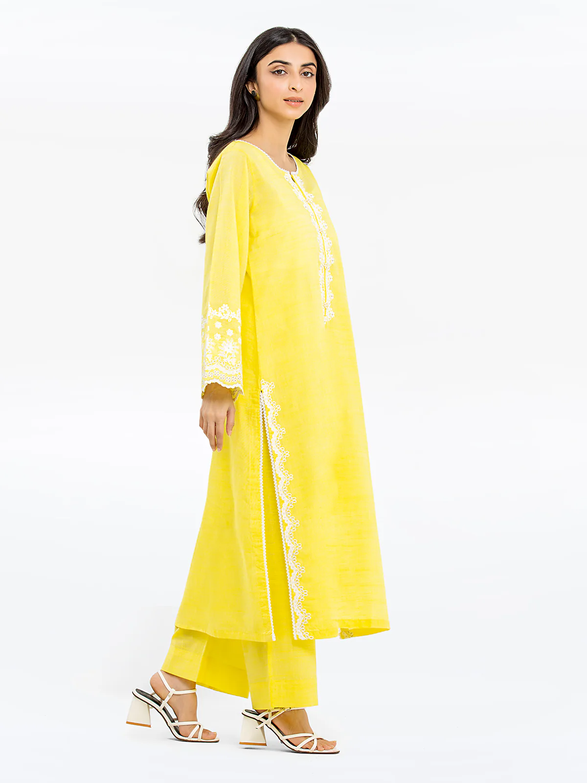 Embroidered Chambray Shirt Trouser - EWTKE24-80350ST - Image 3