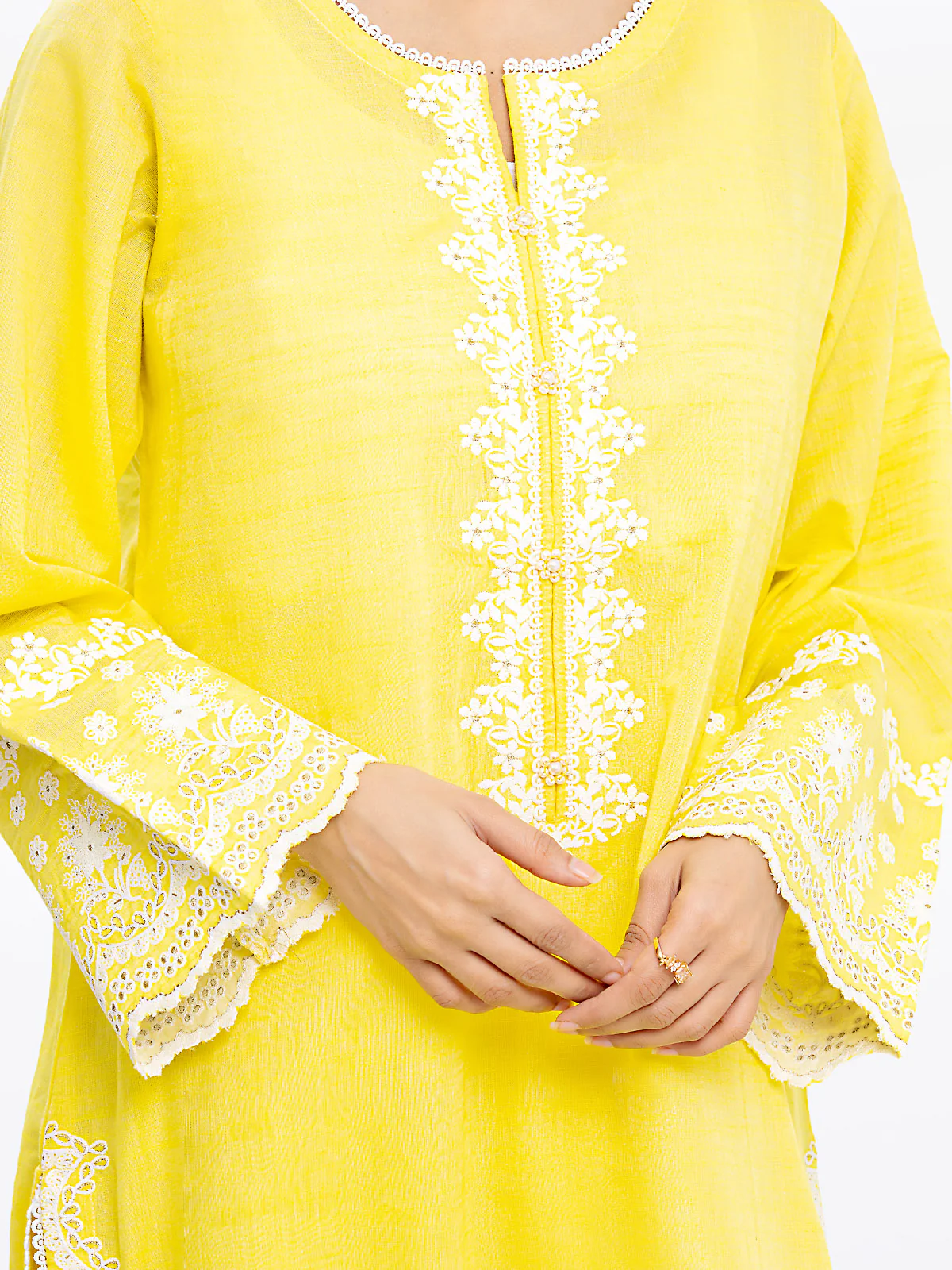Embroidered Chambray Shirt Trouser - EWTKE24-80350ST - Image 5