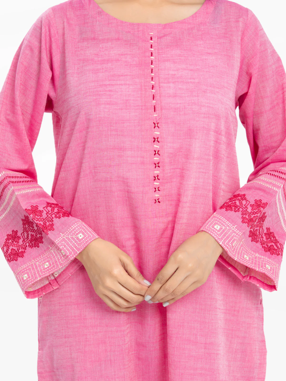 Embroidered Chambray Shirt Trouser - EWTKE24-80354ST - Image 3