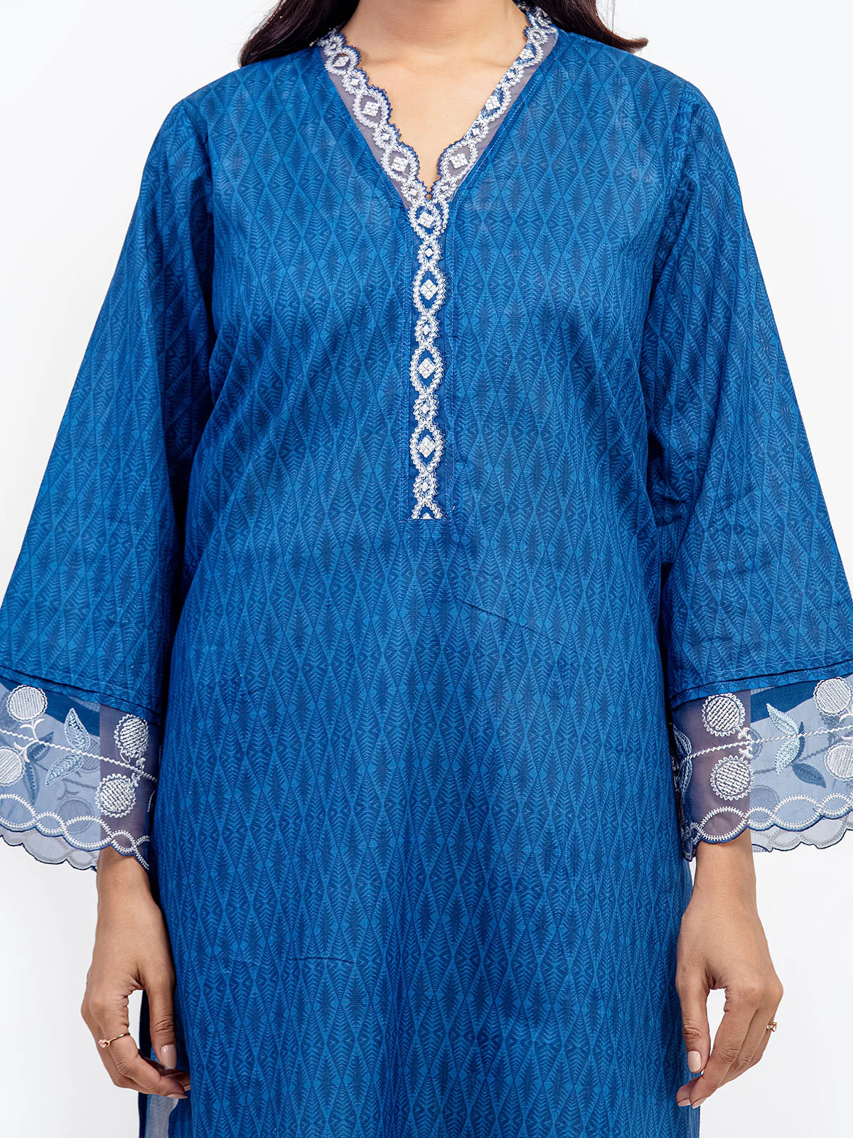 Embroidered Cotton Slub Shirt Trouser - EWTKE5-81676ST - Image 3