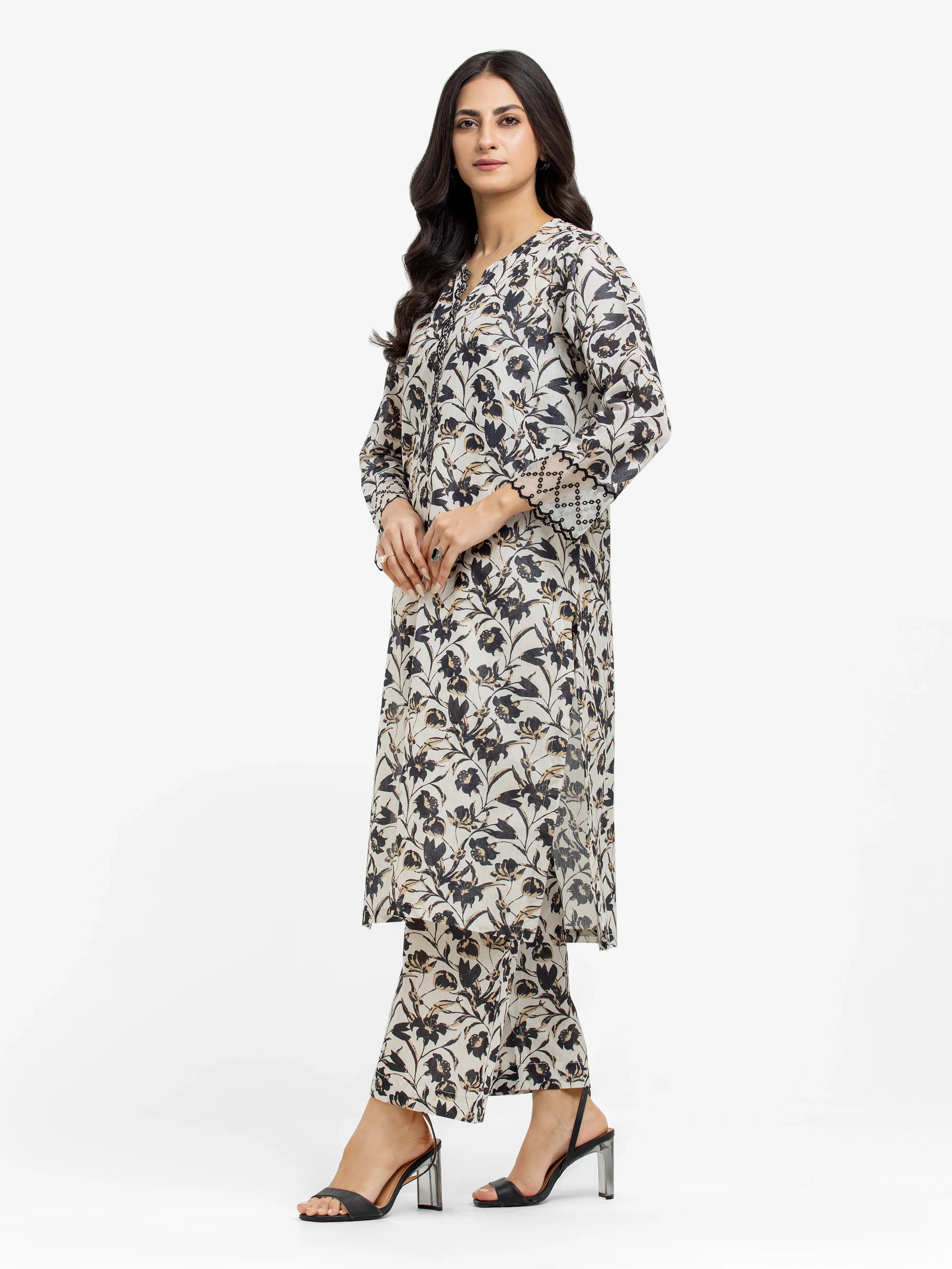 Embroidered Cotton Zari Shirt Trouser - EWTKE24-81163ST - Image 4