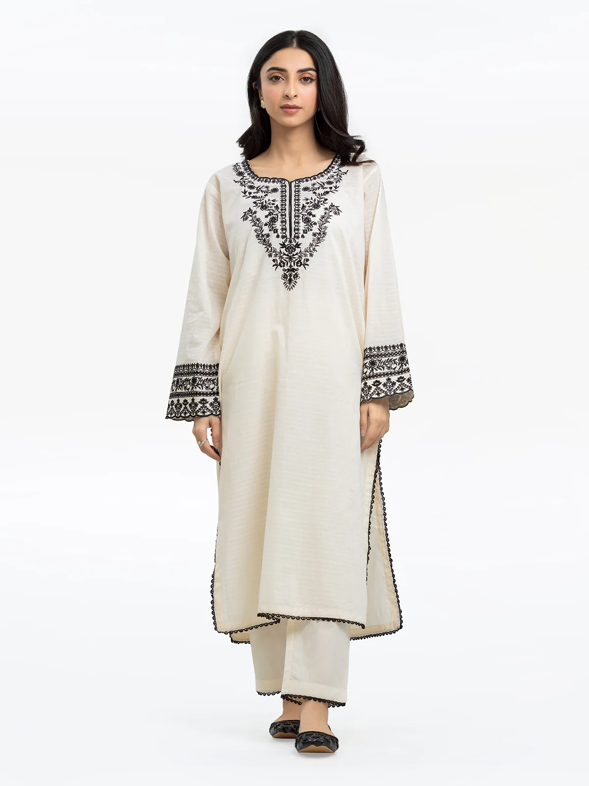 Embroidered Dobby Shirt Trouser - EWTKE24-69647ST - Image 2