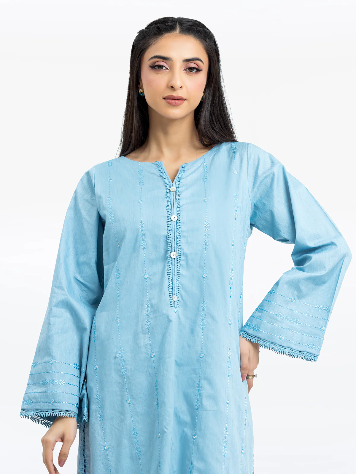 Embroidered Dobby Shirt Trouser - EWTKE24-69651ST