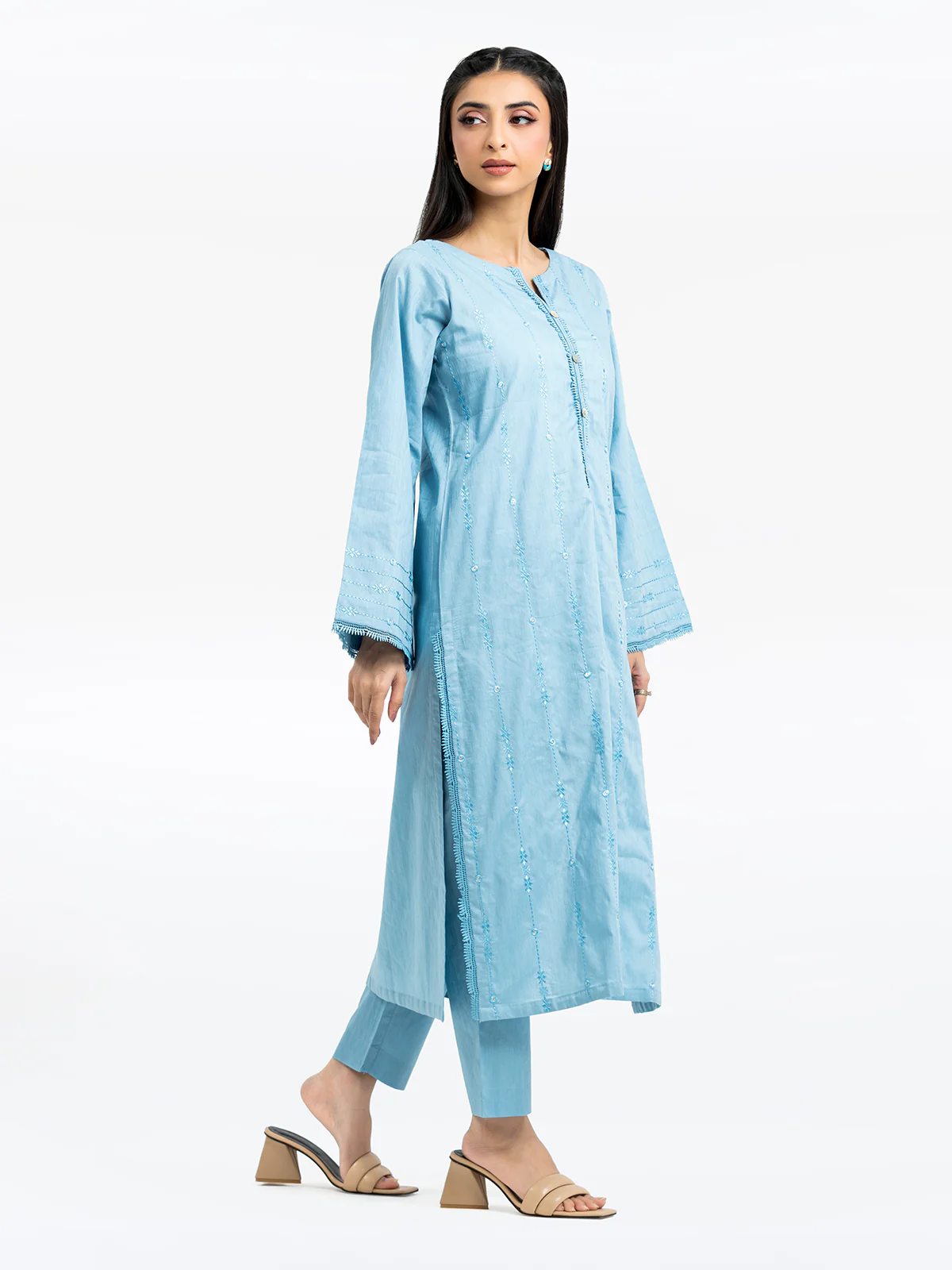 Embroidered Dobby Shirt Trouser - EWTKE24-69651ST - Image 4