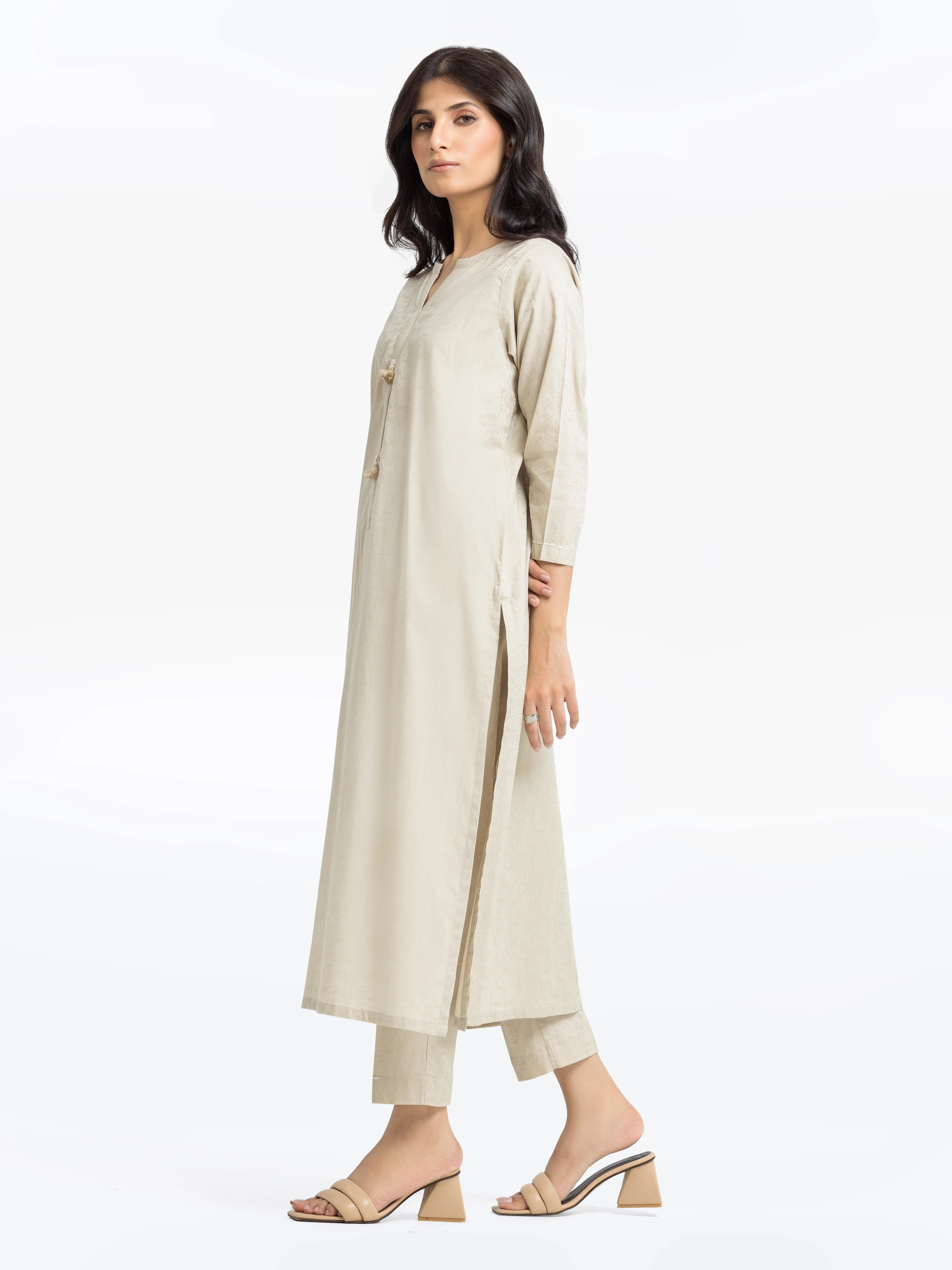 Embroidered Dobby Shirt Trouser - EWTKE24-69656ST - Image 4