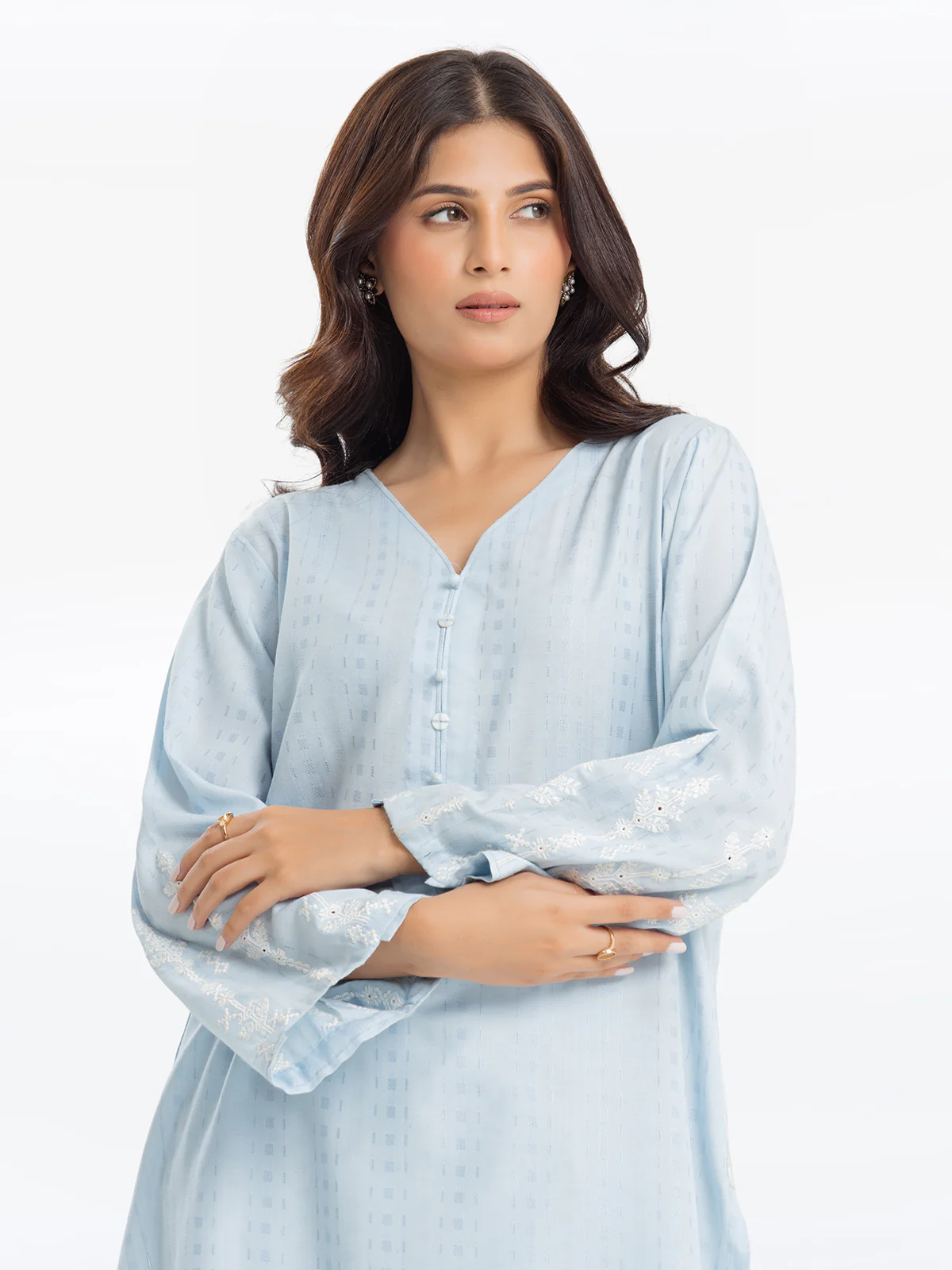 Embroidered Dobby Shirt Trouser - EWTKE24-69659ST - Image 2