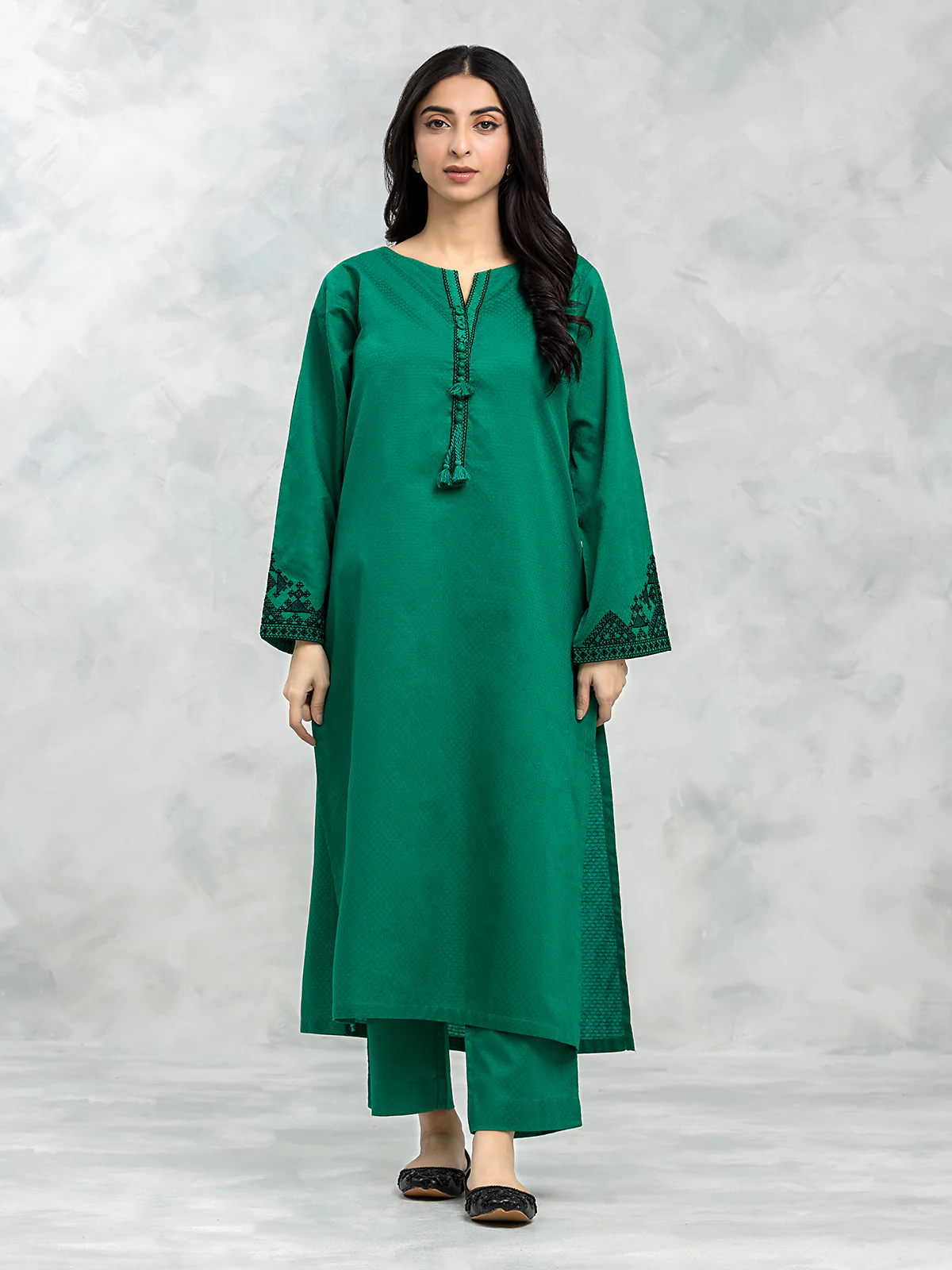 Embroidered Dobby Shirt Trouser - EWTKE24-69660ST