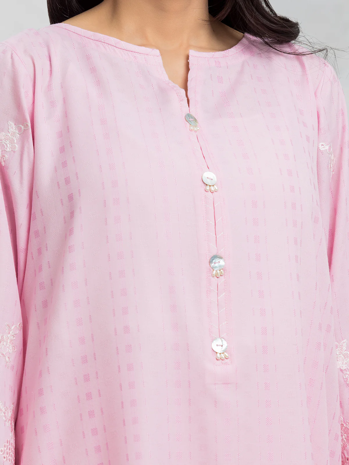 Embroidered Dobby Shirt Trouser - EWTKE24-69671ST - Image 3