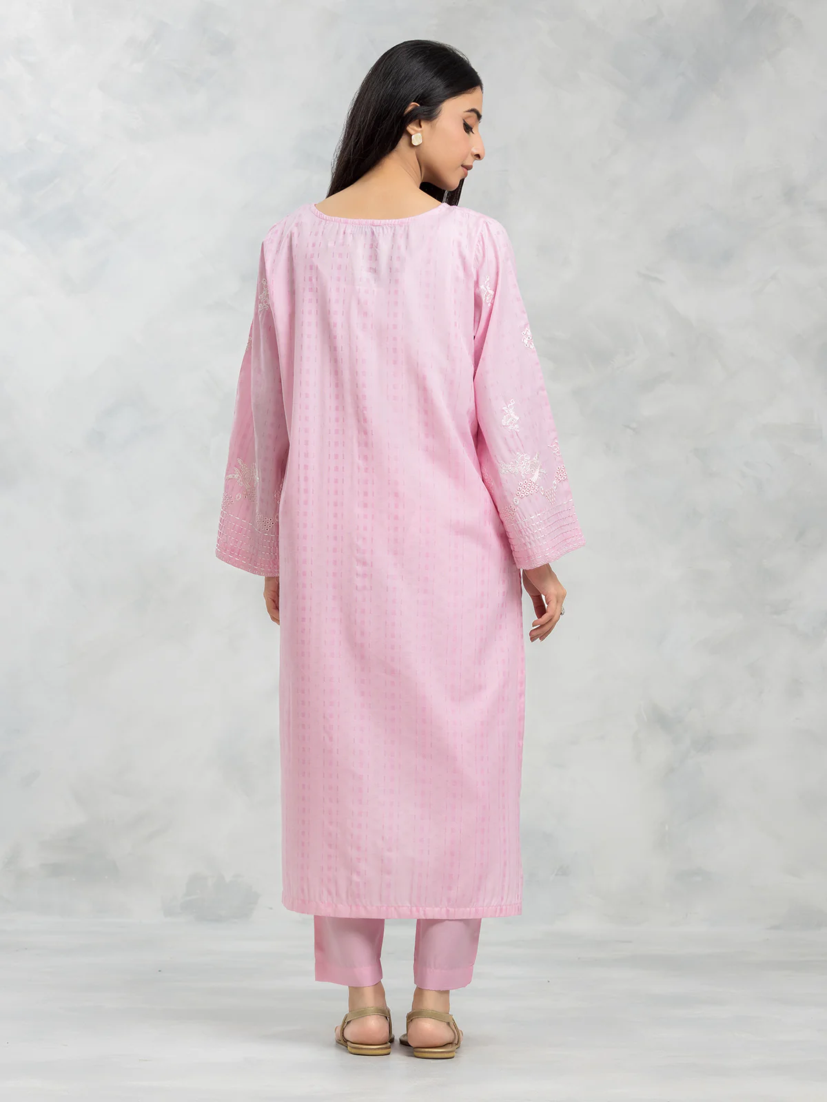 Embroidered Dobby Shirt Trouser - EWTKE24-69671ST - Image 6