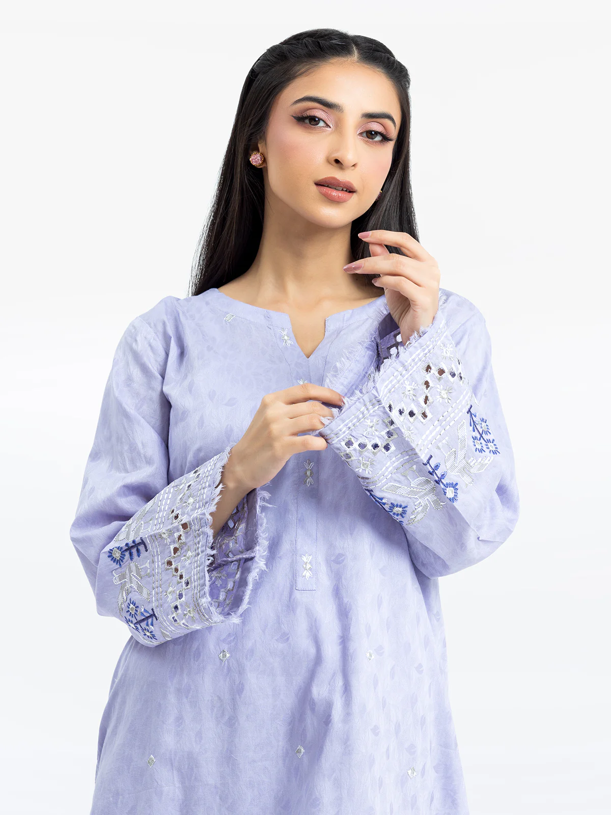 Embroidered Dobby Shirt Trouser - EWTKE24-69692ST