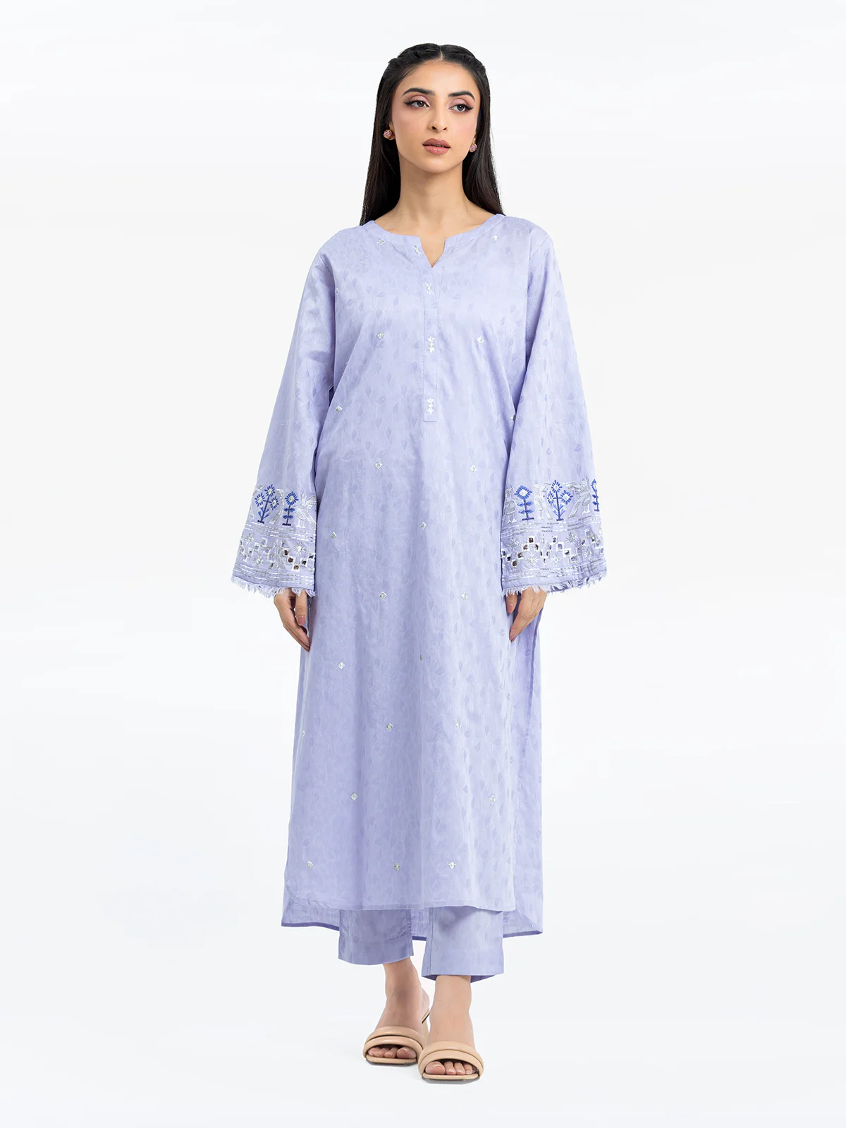 Embroidered Dobby Shirt Trouser - EWTKE24-69692ST - Image 2