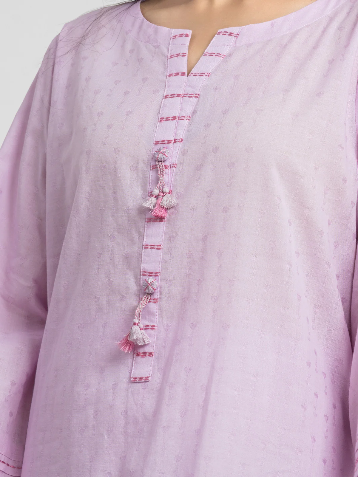 Embroidered Dobby Shirt Trouser - EWTKE24-69699ST - Image 2