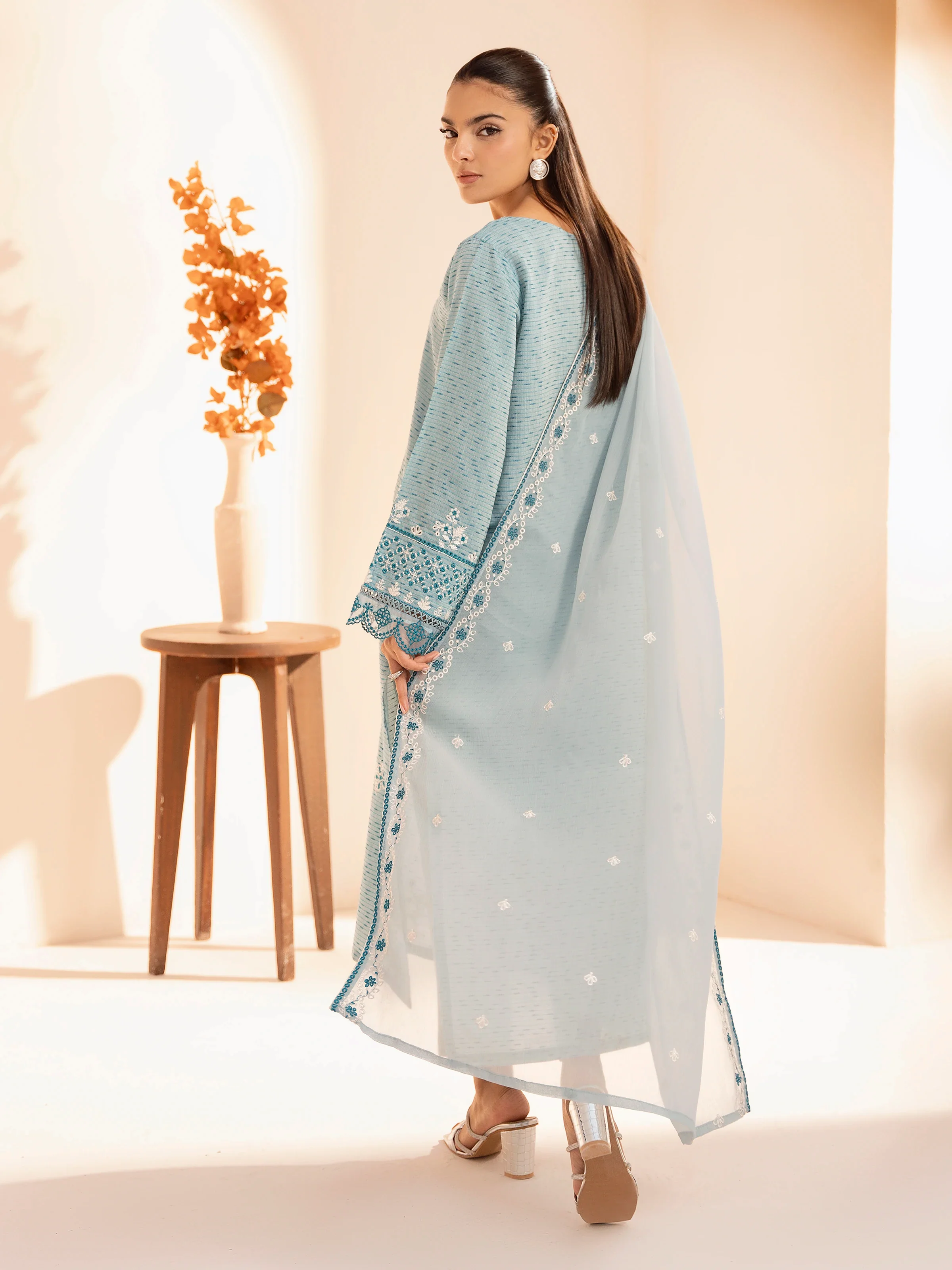 Embroidered Dobby Shirt Trouser - EWTKE24-80324ST - Image 6