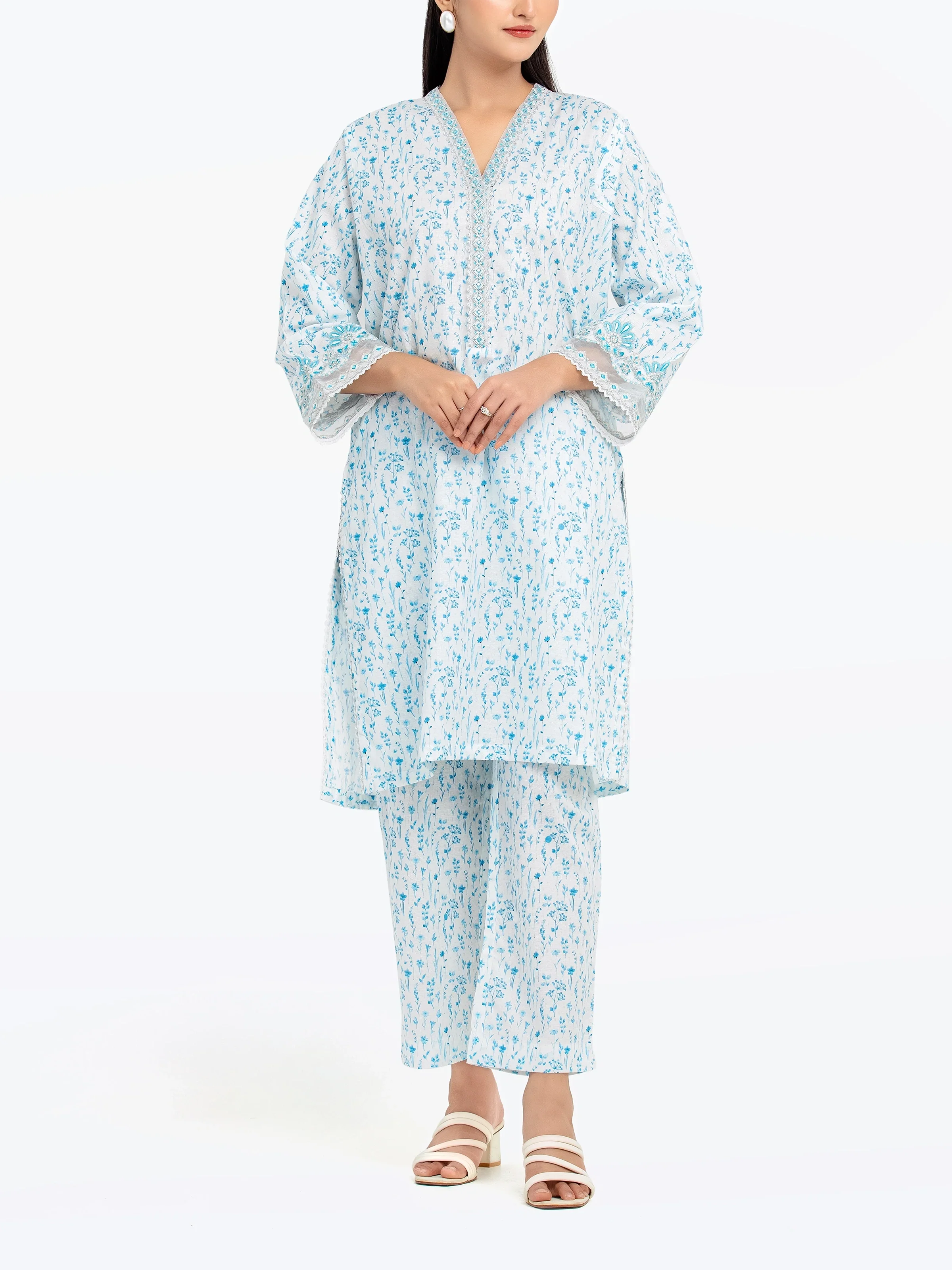 Embroidered Dobby Co-Ord Set - EWTKE24-81348ST