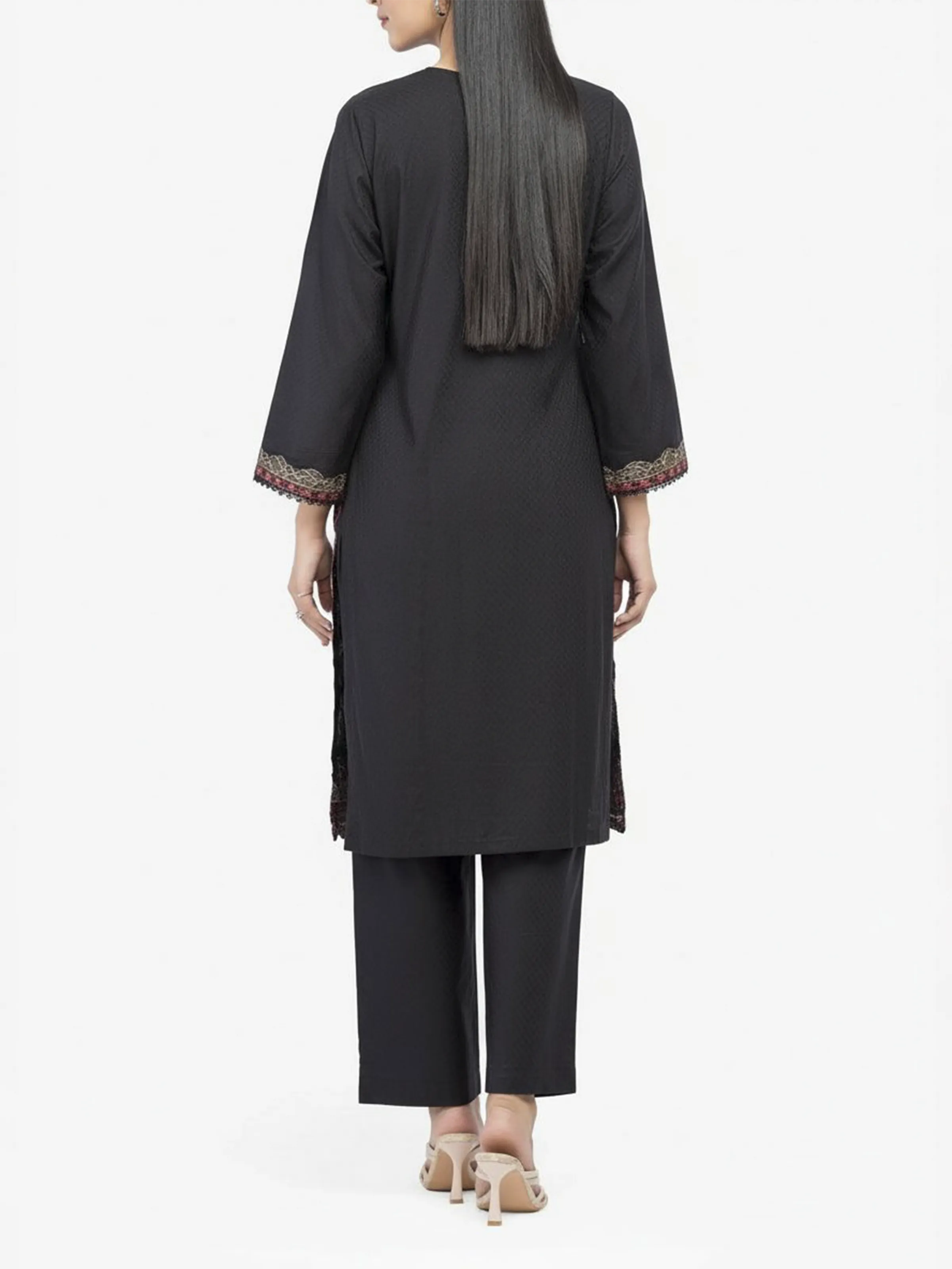 Embroidered Dobby Shirt Trouser - EWTKE24-81439ST - Image 4