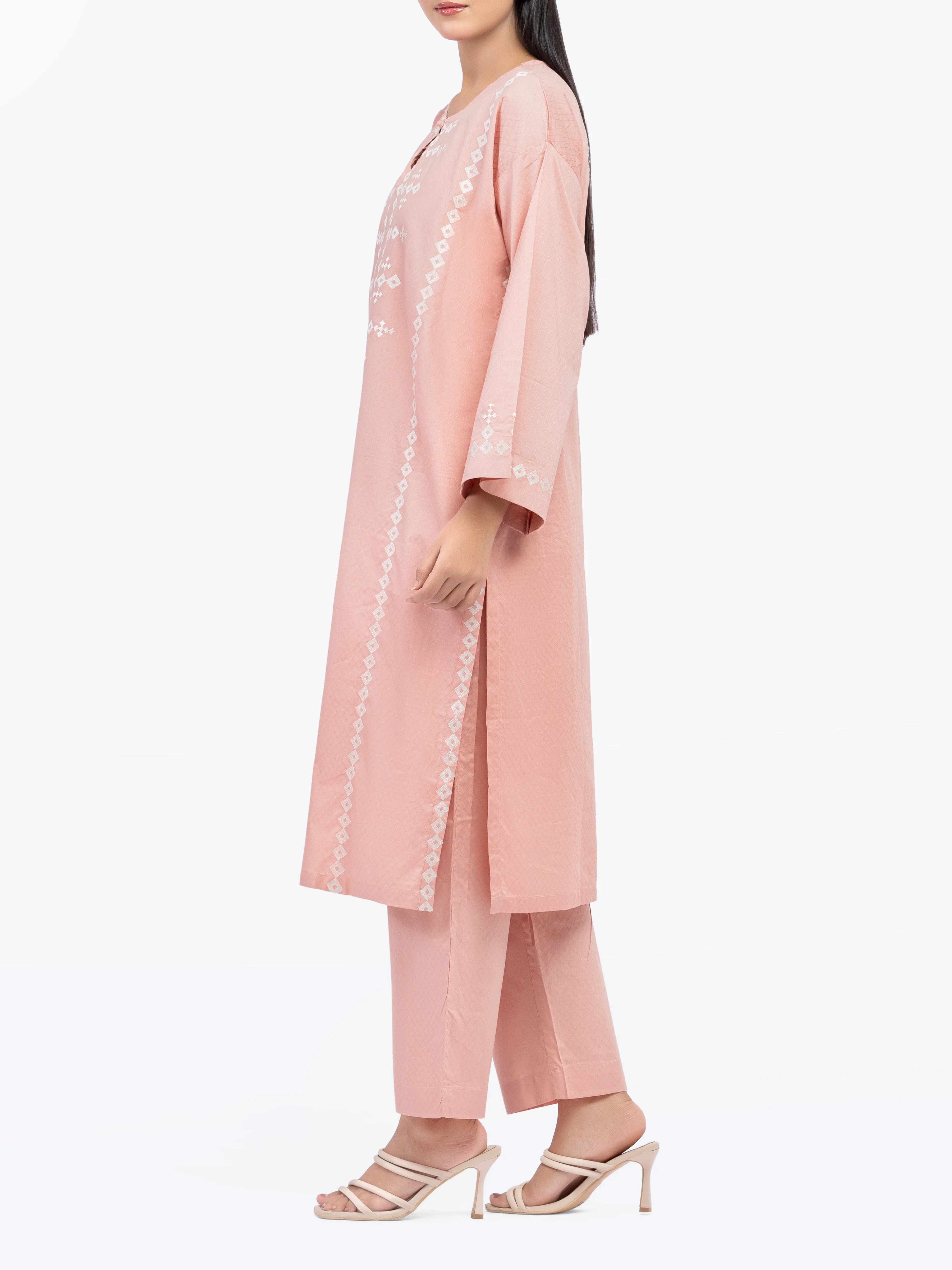 Embroidered Dobby Shirt Trouser - EWTKE24-81446ST - Image 4