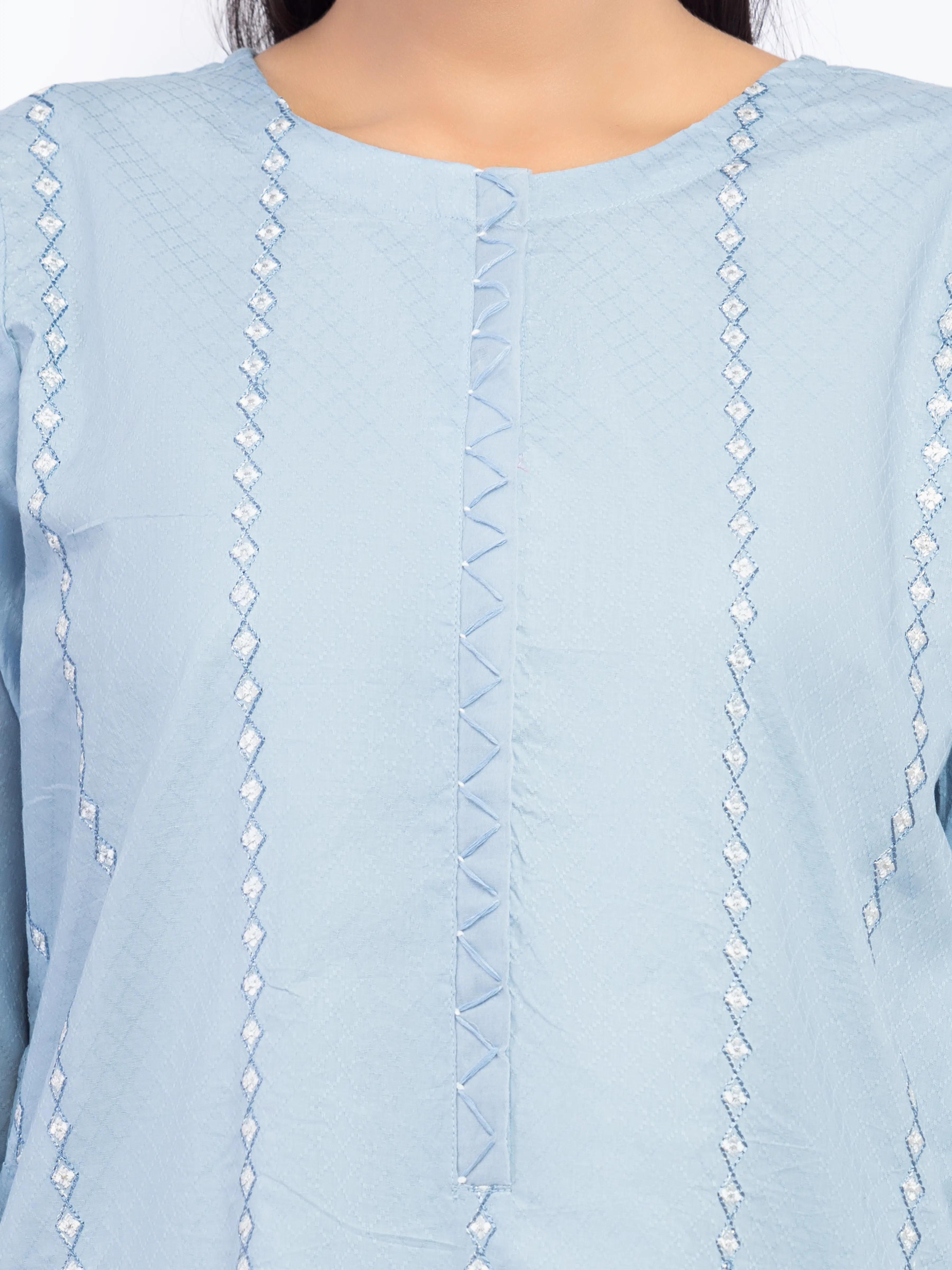 Embroidered Dobby Shirt Trouser - EWTKE24-81452ST - Image 3