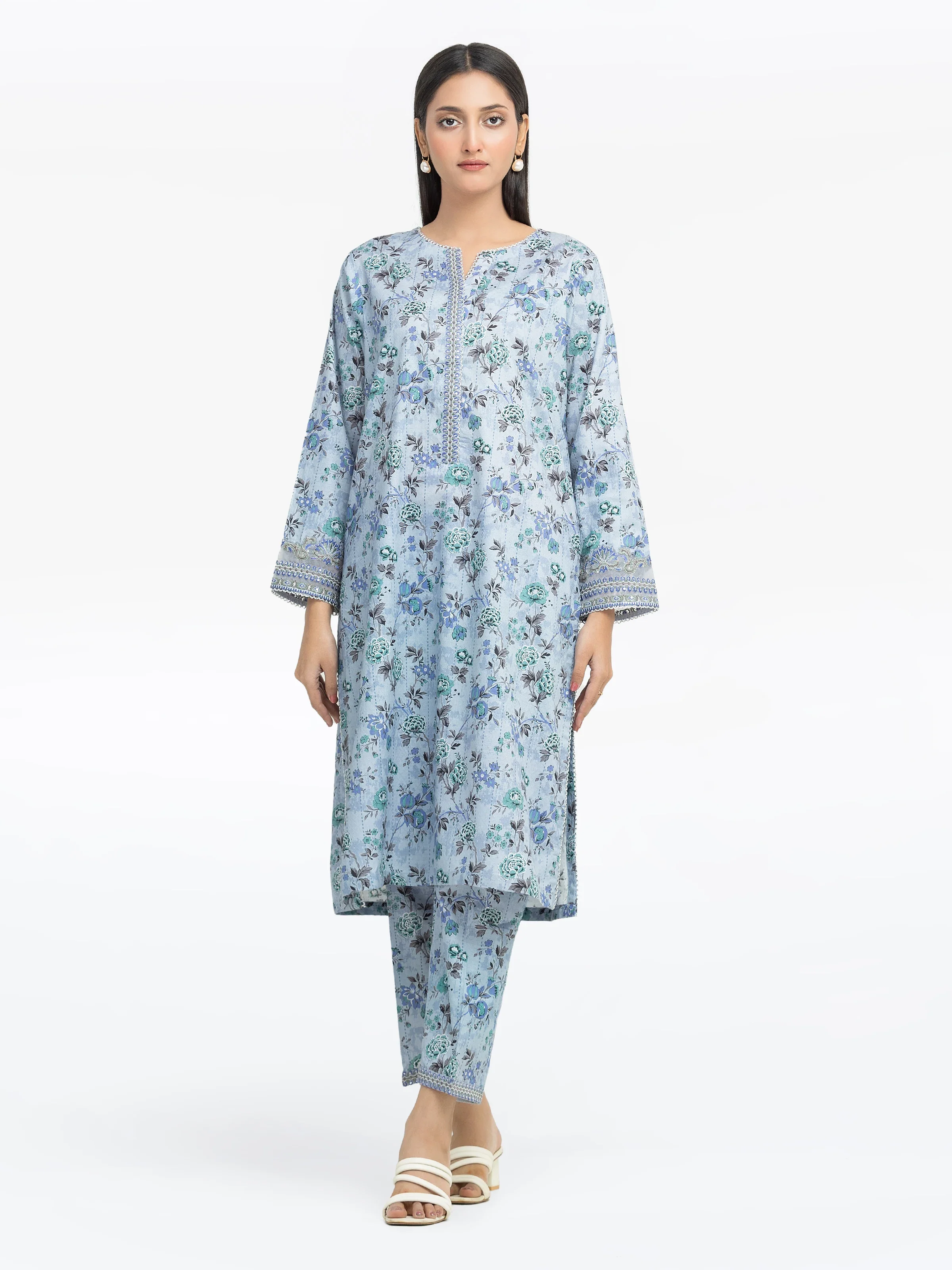 Embroidered Dobby Co-Ord Set - EWTKE24-81462ST