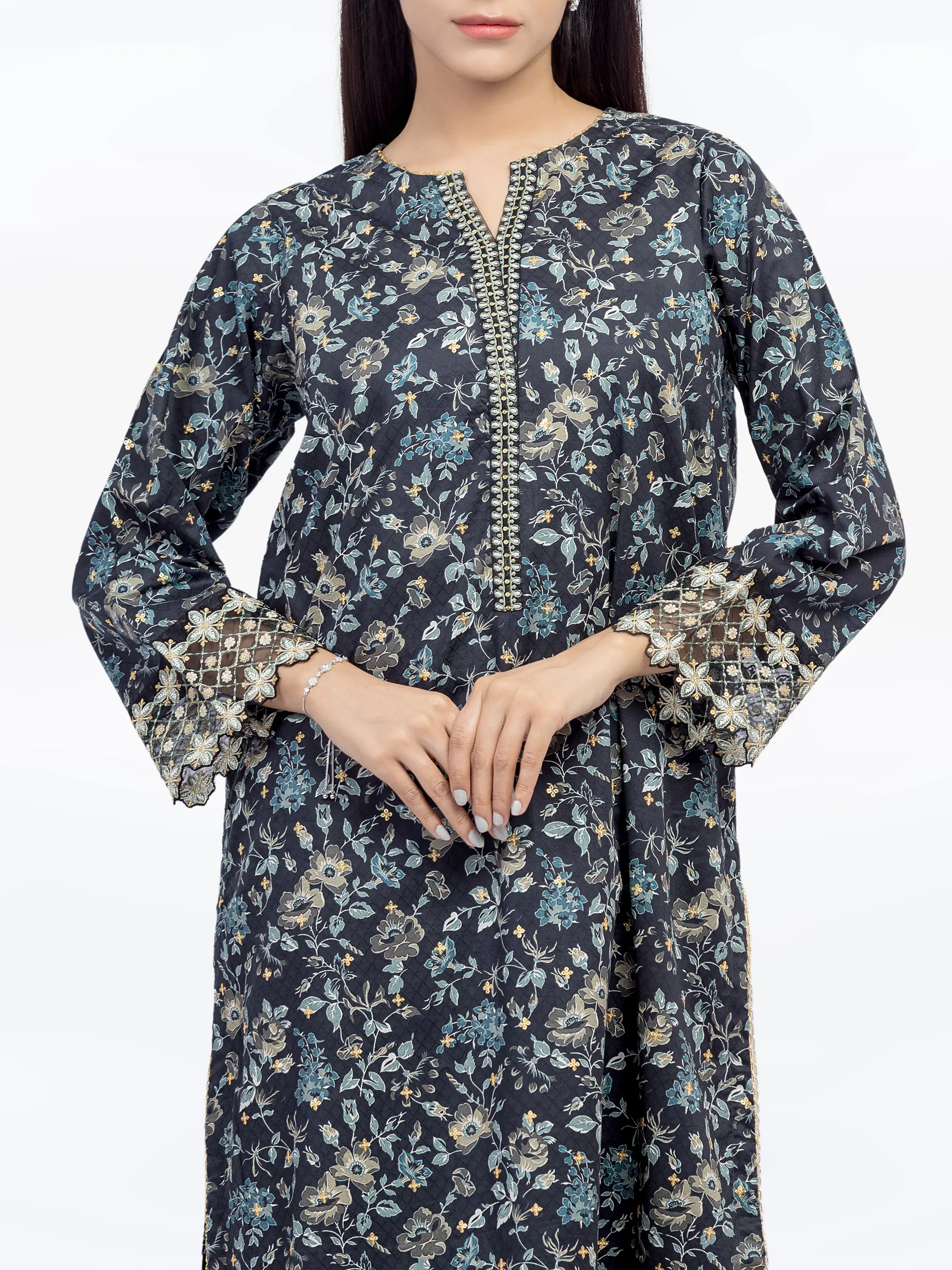 Embroidered Dobby Co-Ord Set - EWTKE24-81464ST - Image 2