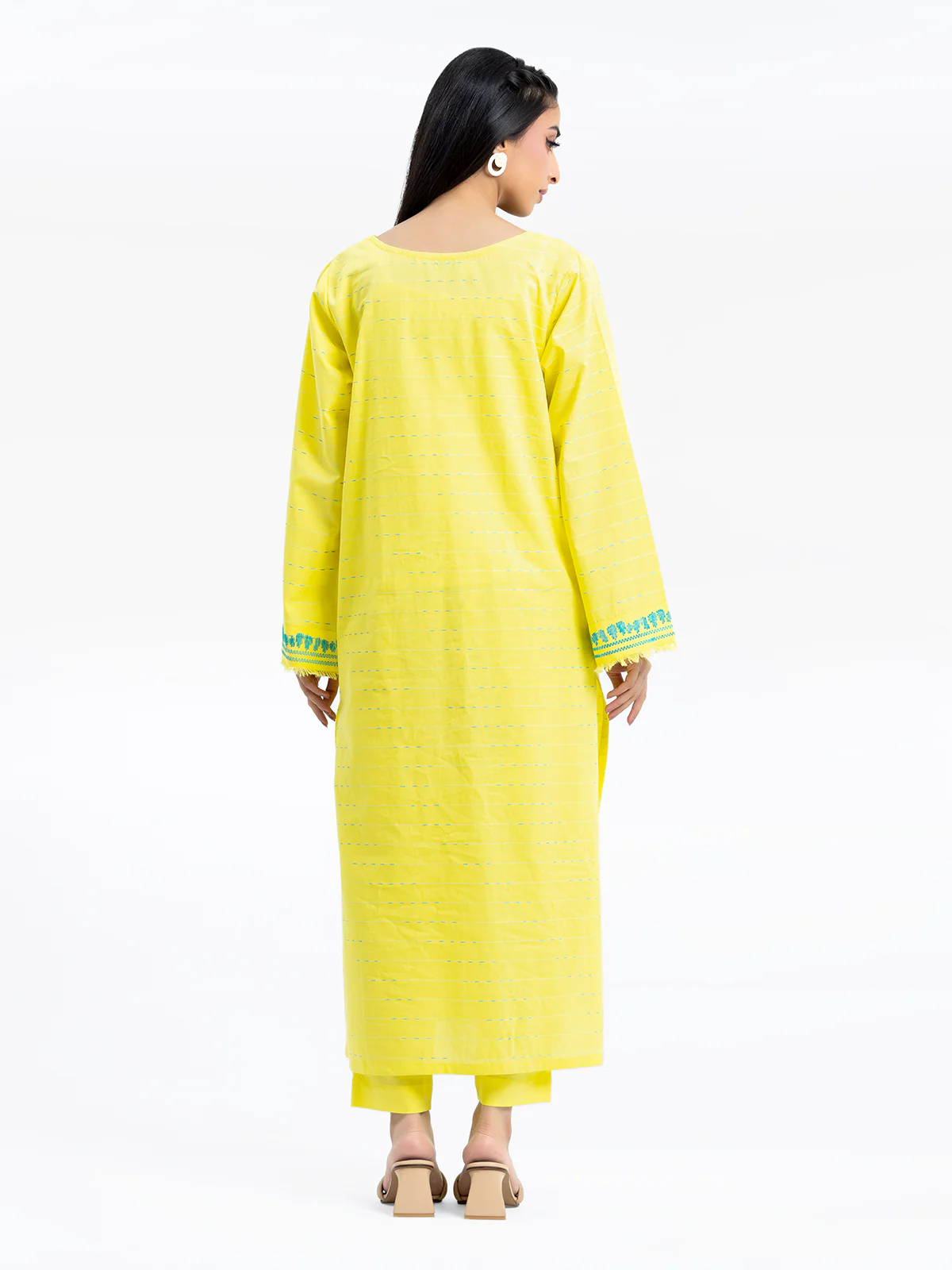 Embroidered Jacquard Shirt Trouser - EWTKE24-69701ST - Image 5