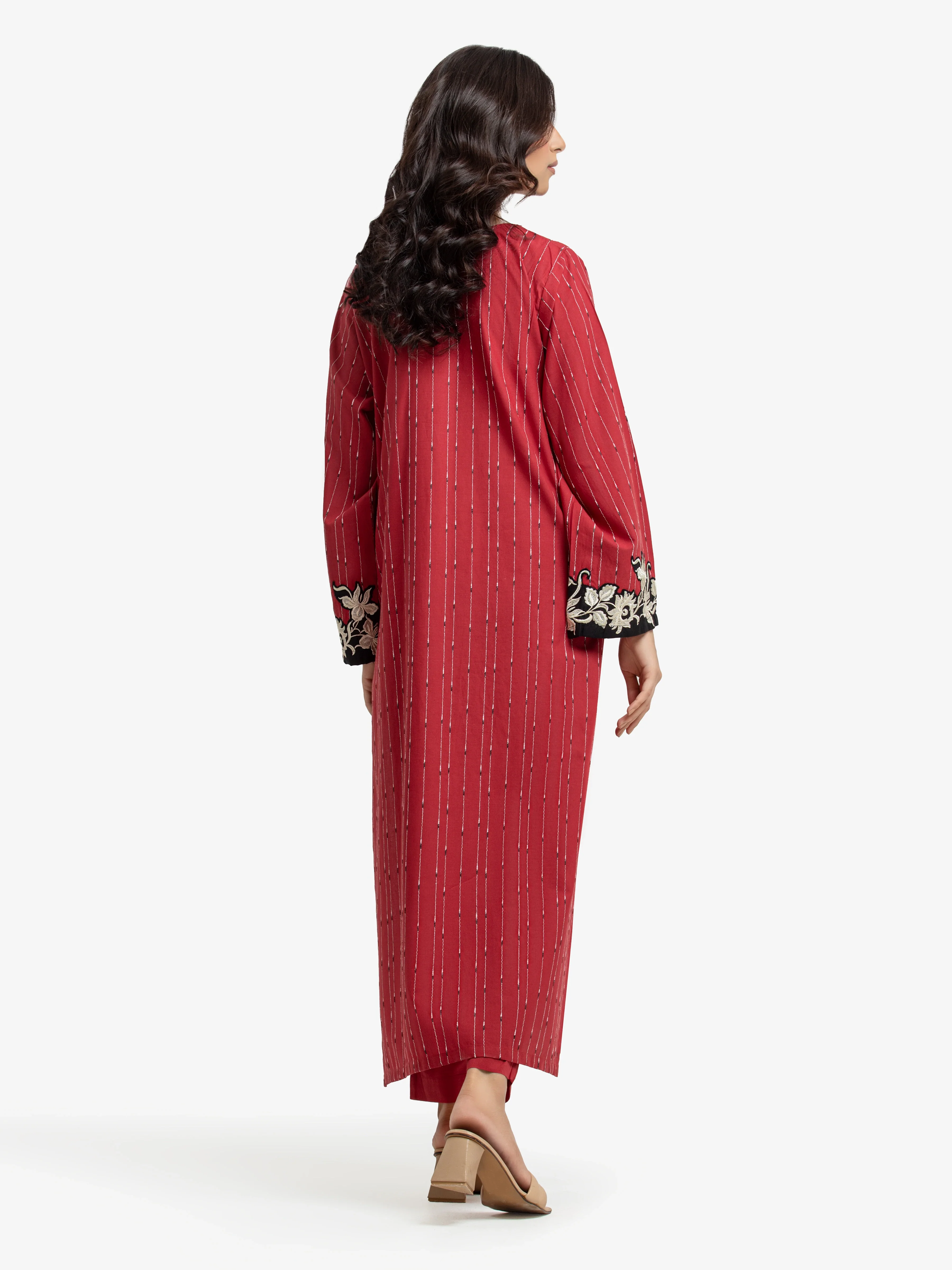 Embroidered Jacquard Shirt Trouser - EWTKE24-69702ST - Image 5