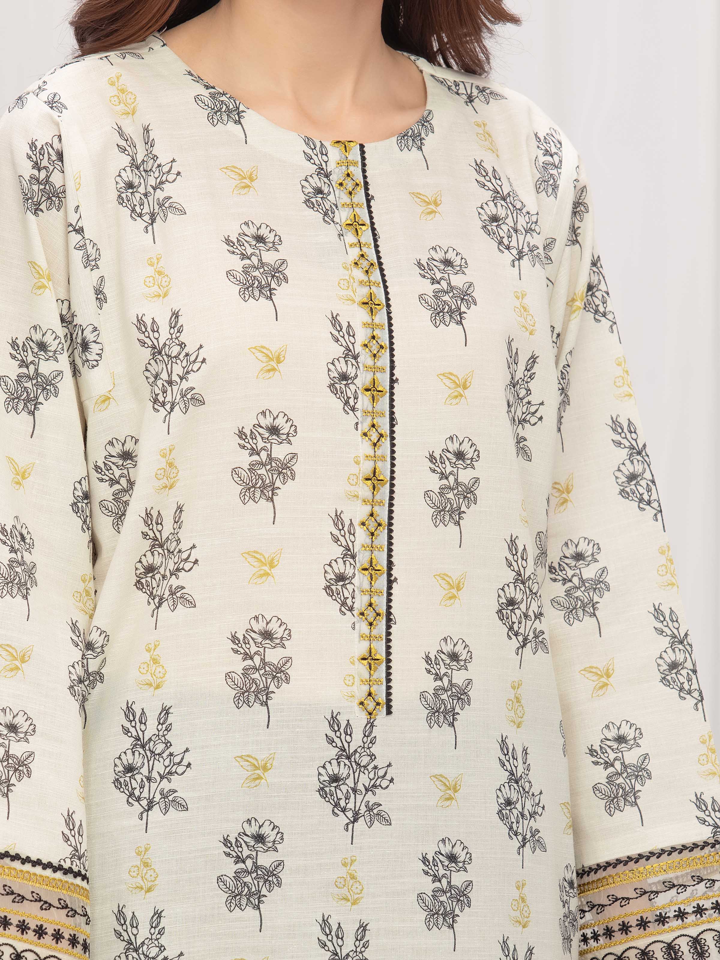 Embroidered Khaddar Shirt Dupatta - EWTKE24-81320SD - Image 4