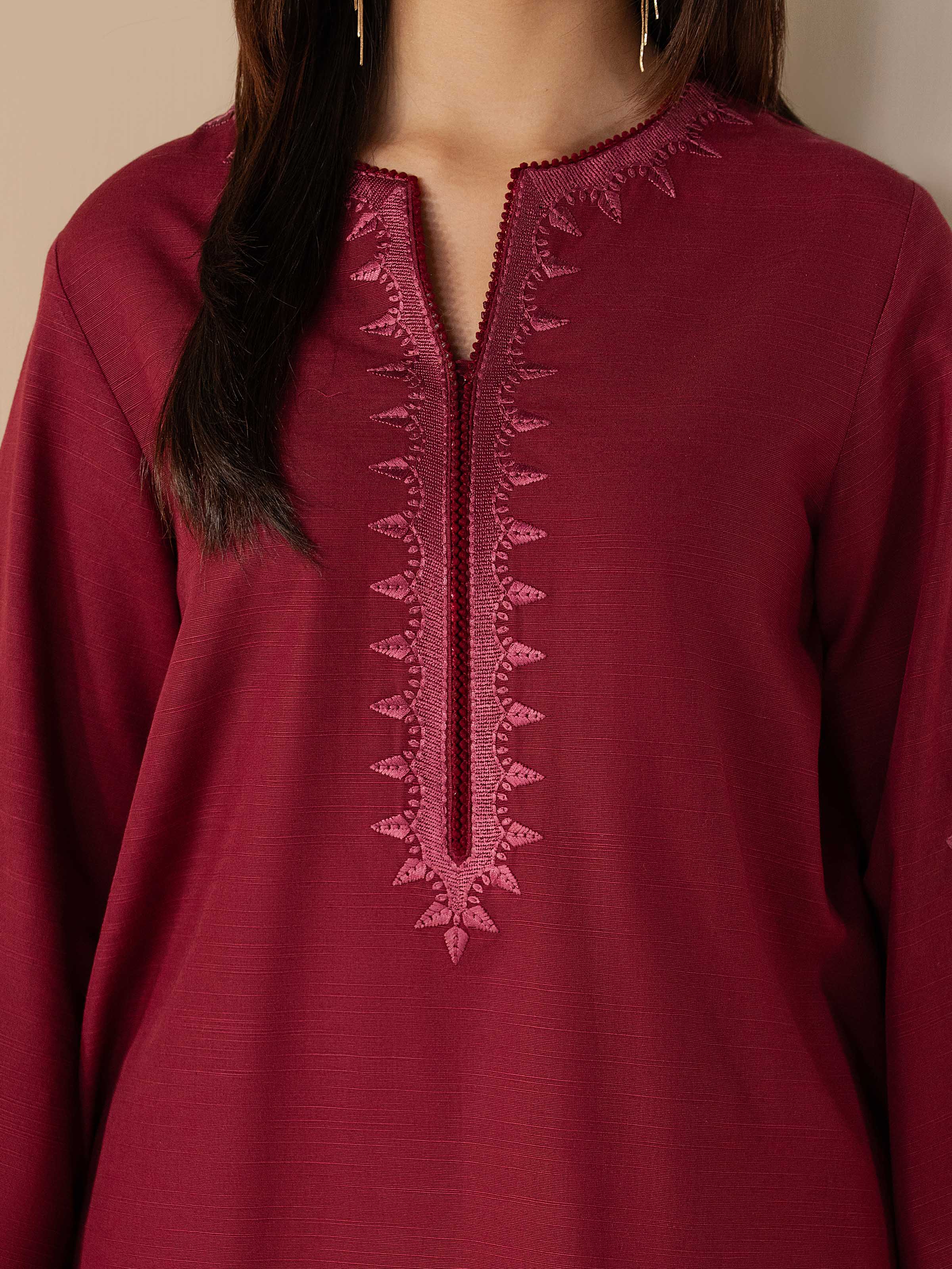 Embroidered Khaddar Co-Ord Set - EWTKED5-84006ST - Image 3