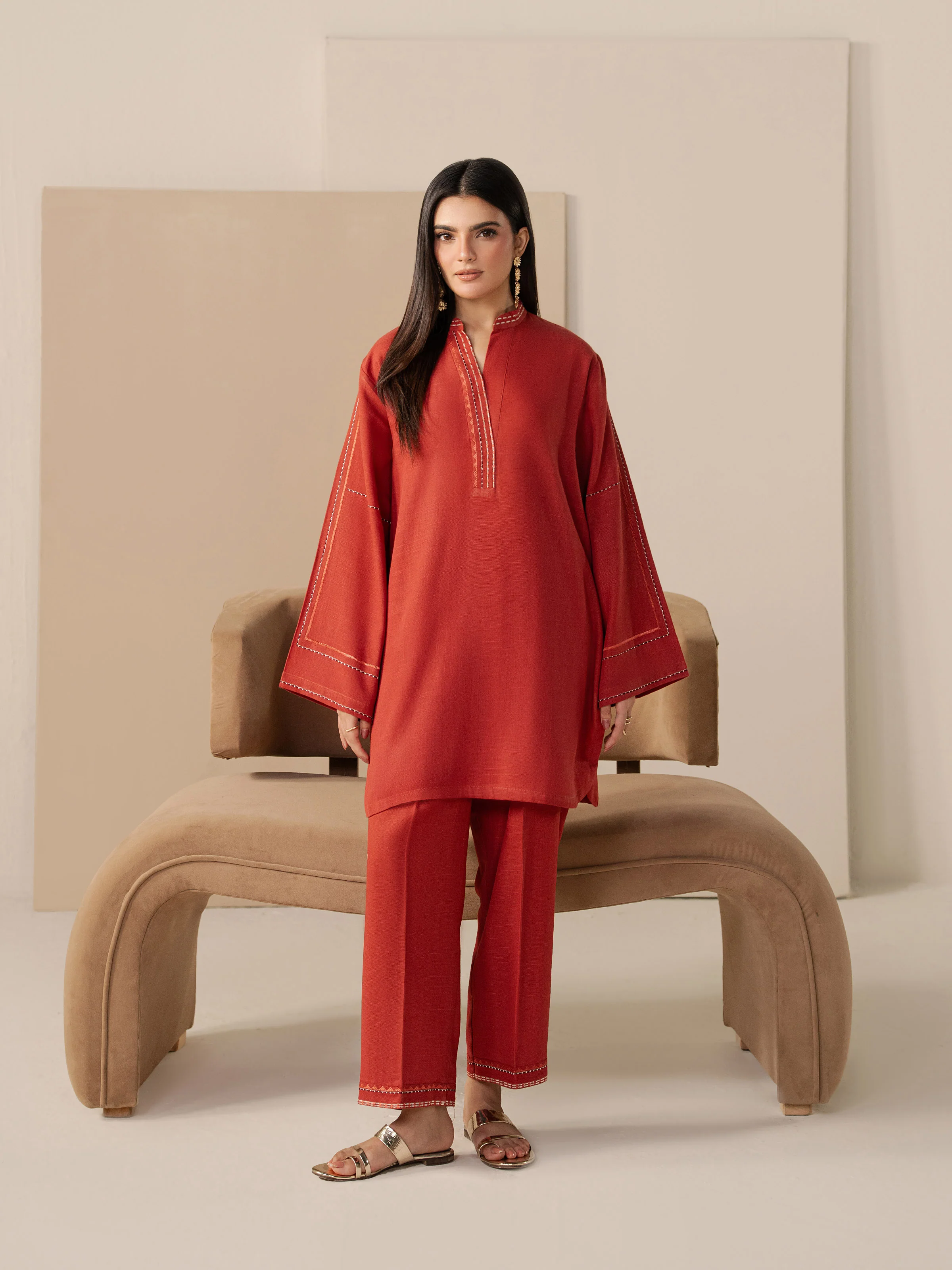 Embroidered Khaddar Co-Ord Set - EWTKED5-84007ST