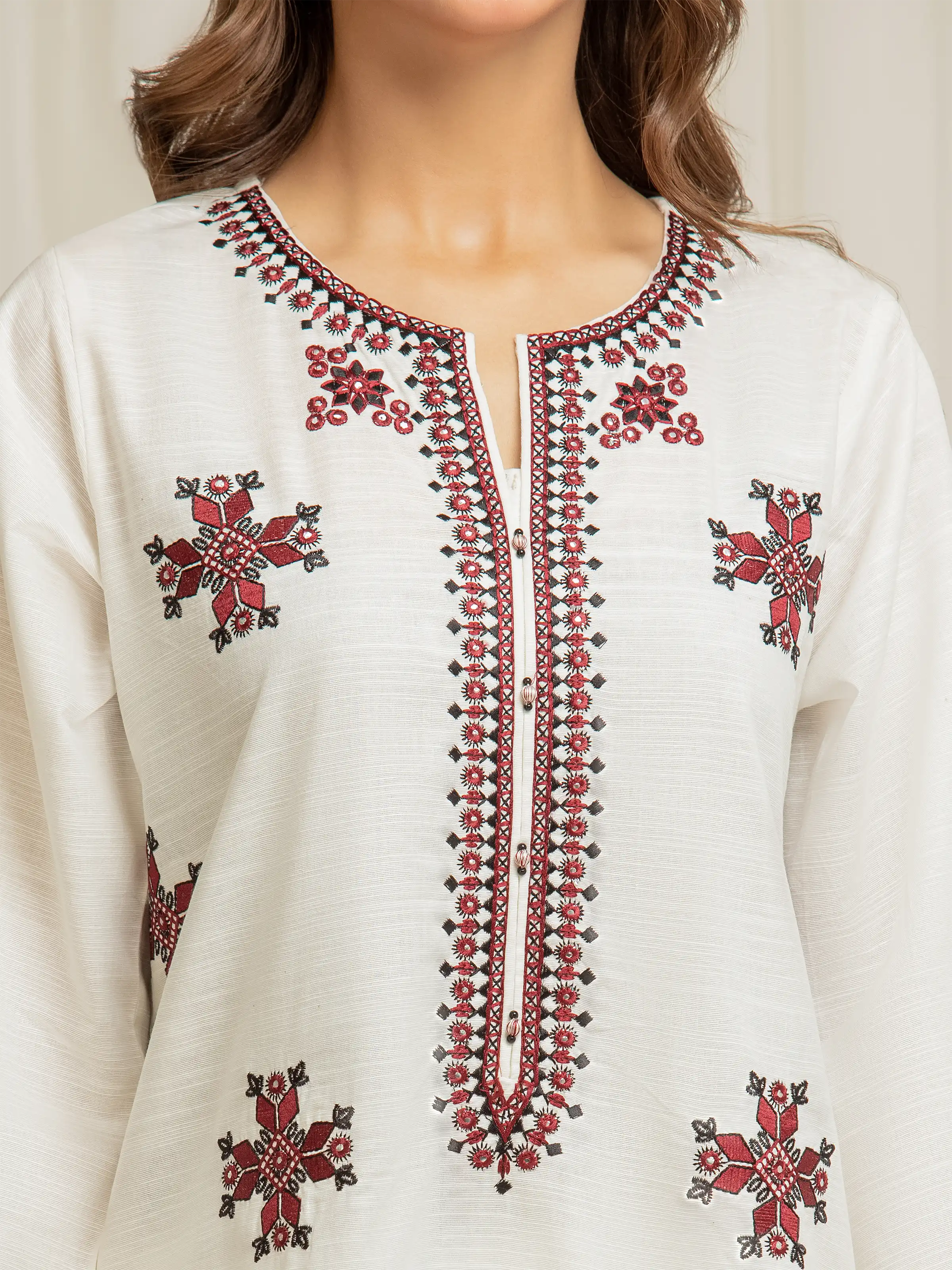 Embroidered Khaddar Co-Ord Set - EWTKED5-84070ST - Image 3