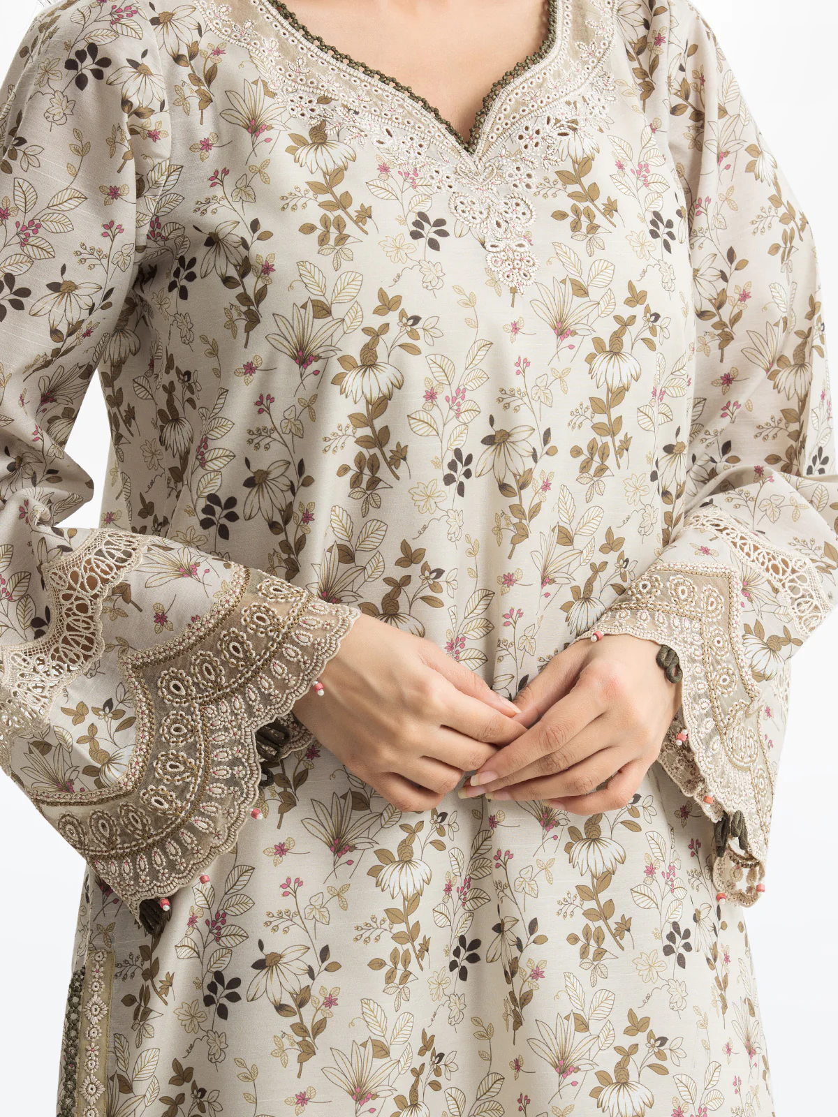 Embroidered Lawn Slub Shirt Trouser - EWTKE24-69637ST - Image 3
